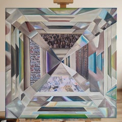 Ognuno ha il suo tesoro. 2023 olio, collage, tela, 70x70 cm