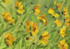 Flores del sol 2023, lienzo, cartón, óleo, 13x18 cm