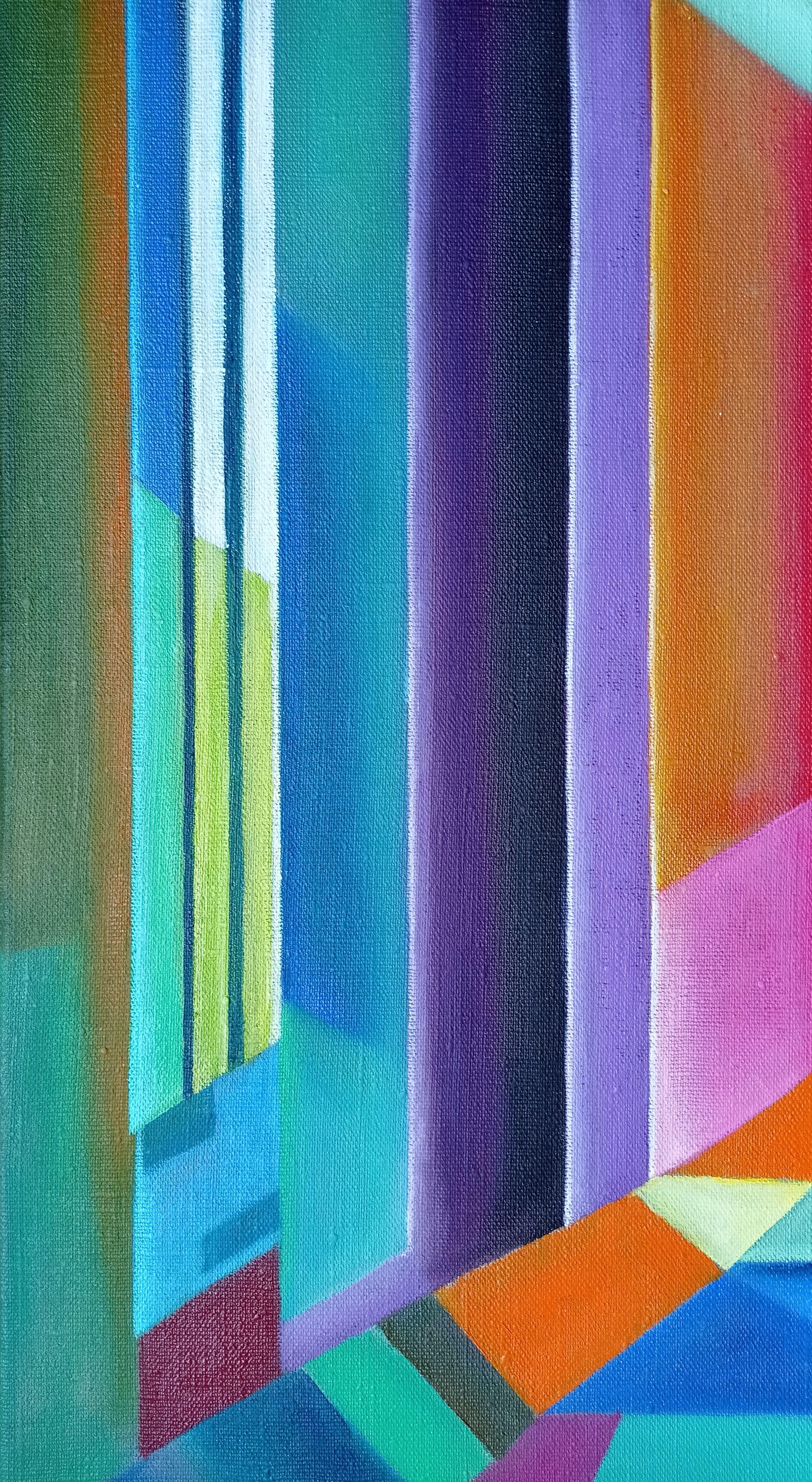 Gates to your dreams. 2023., oil on linen, 140x120 cm 4 pcs. - 70x60 cm - Abstract Geometric Painting by Alyona Prokofjeva