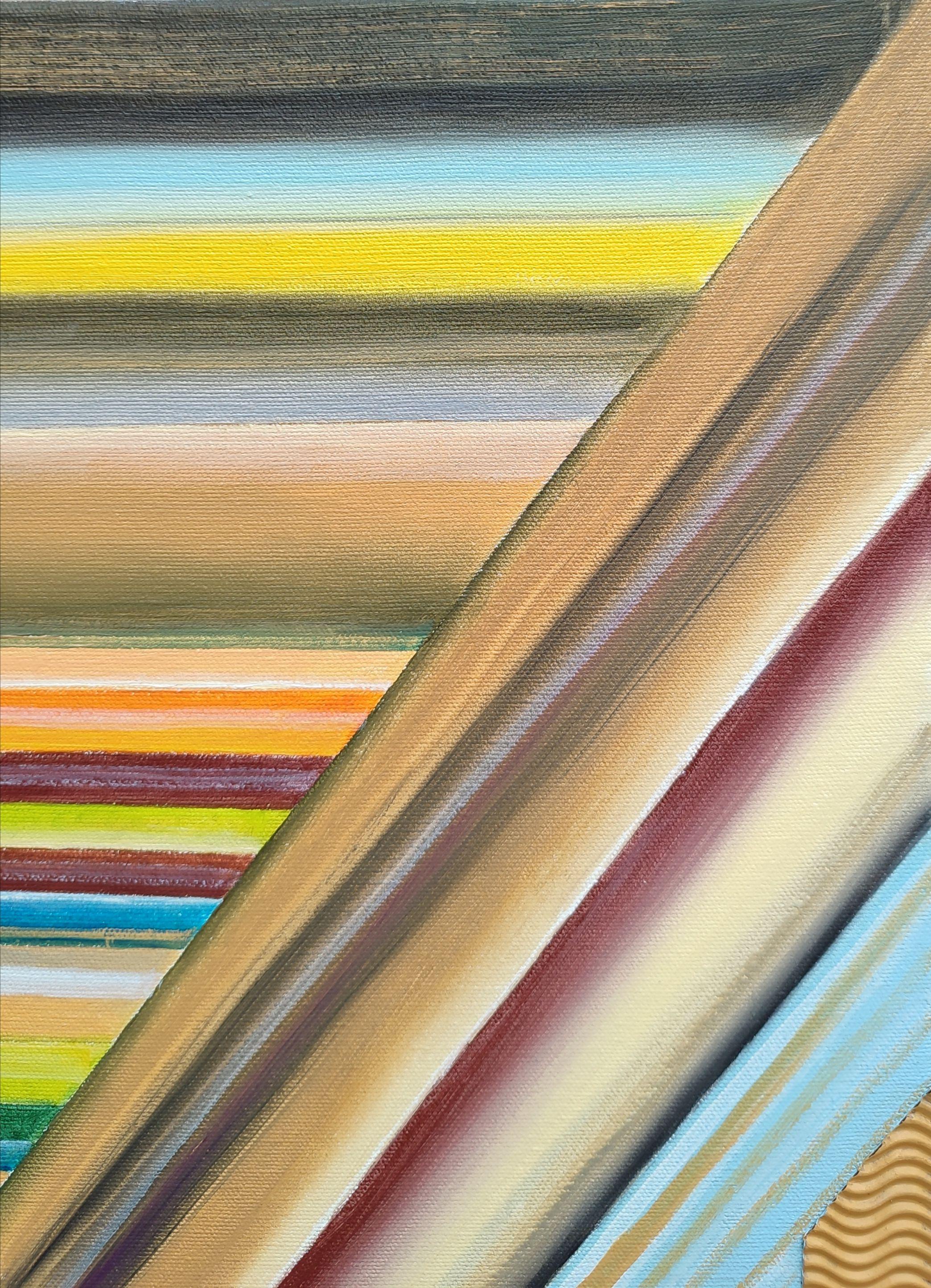 Gioco della sabbia 1. 2023, tela, olio, collage, 50x40 cm - Painting di Alyona Prokofjeva