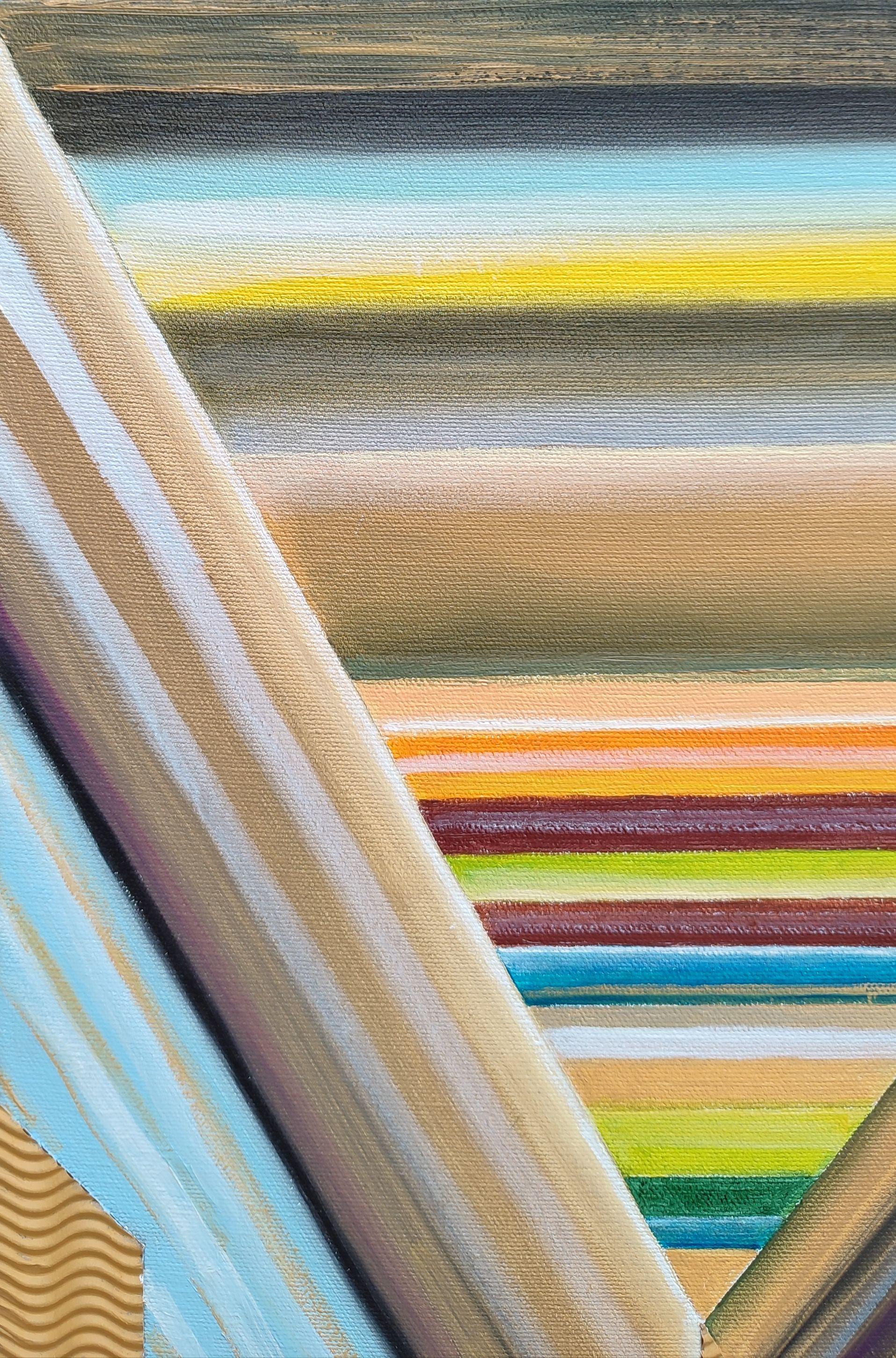 Gioco della sabbia 1. 2023, tela, olio, collage, 50x40 cm - Painting Astrattismo geometrico di Alyona Prokofjeva