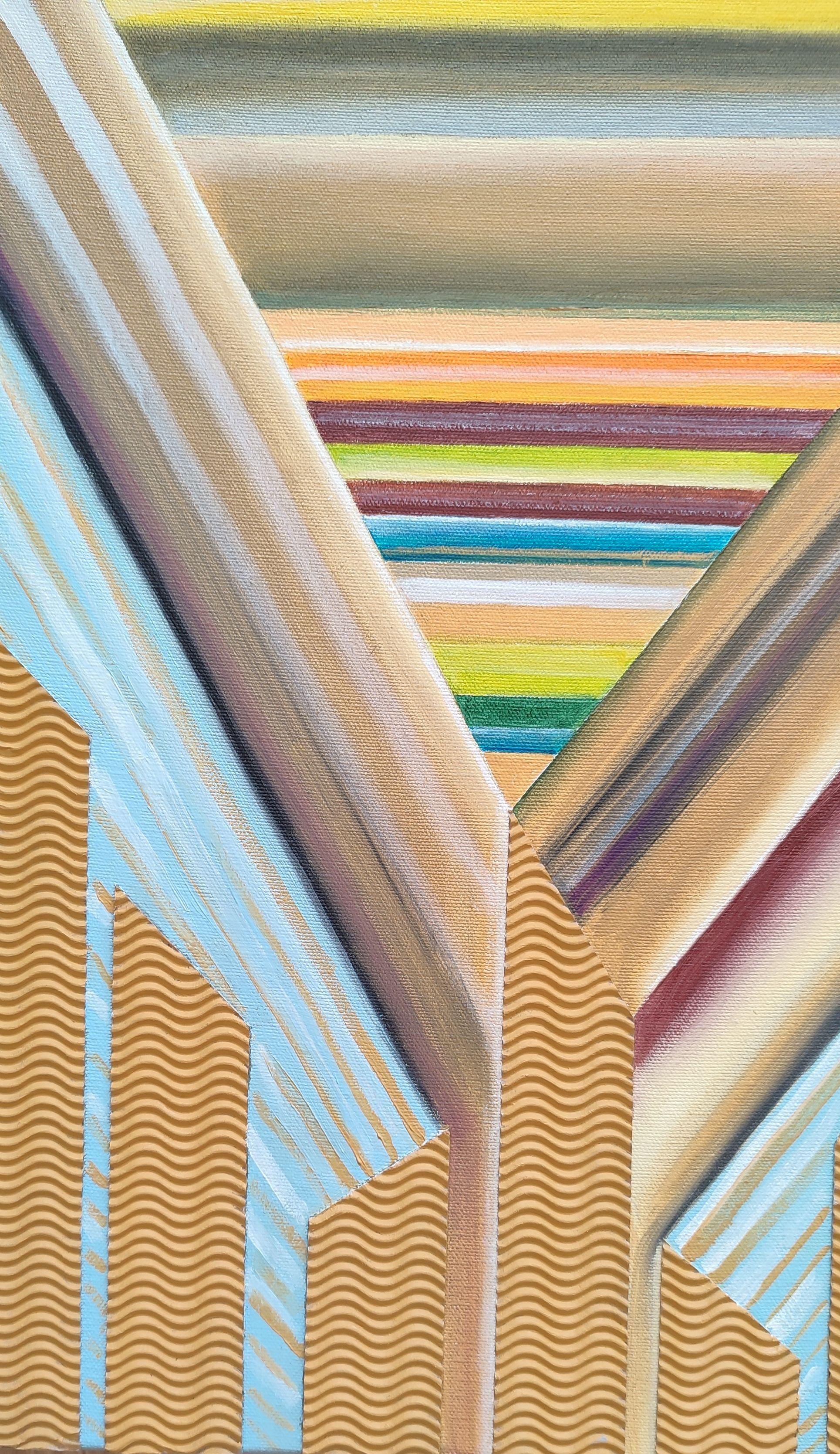 Gioco della sabbia 1. 2023, tela, olio, collage, 50x40 cm - Interior Painting Beige di Alyona Prokofjeva