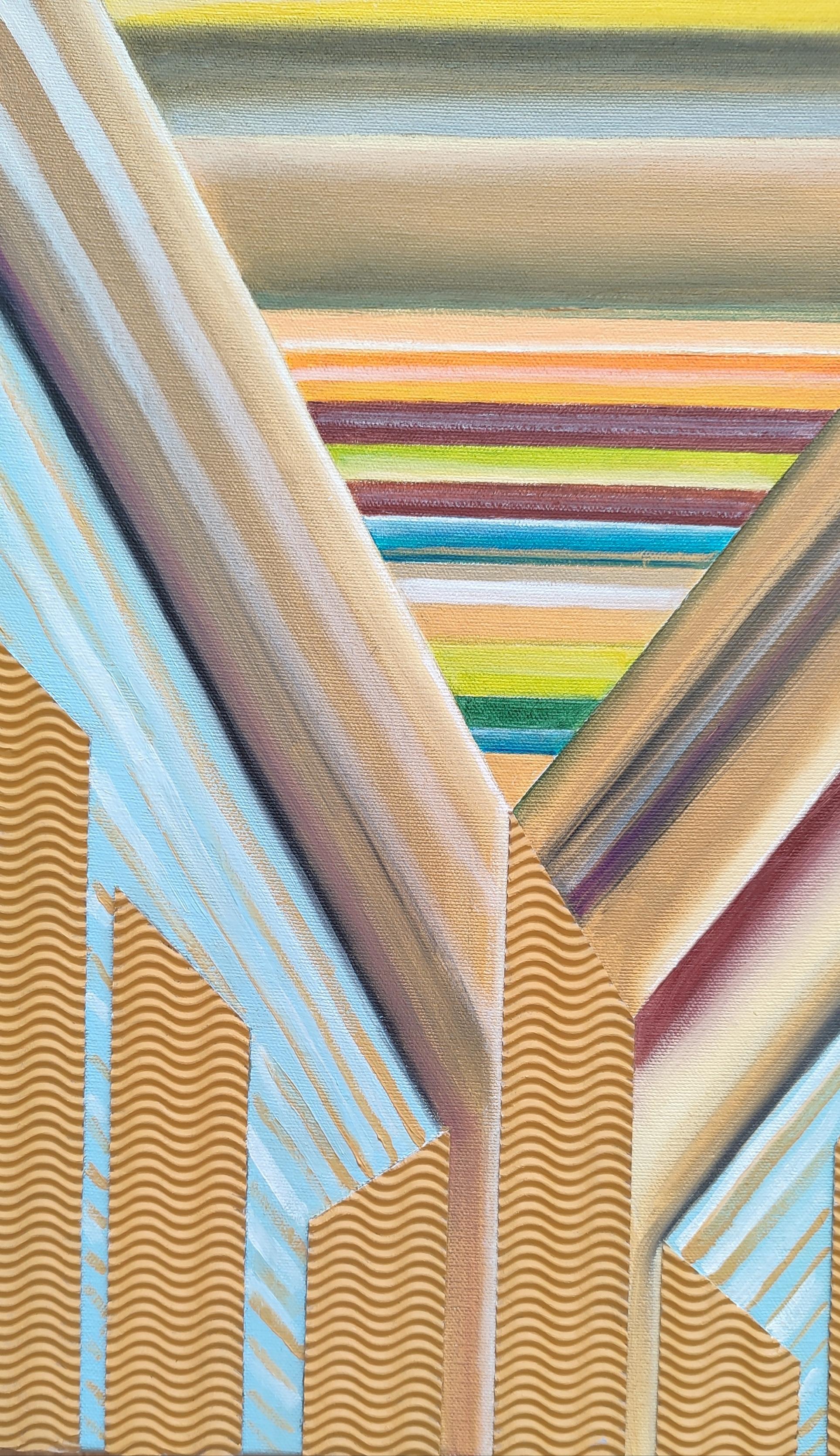Gioco della sabbia 1. 
2023, tela, olio, collage, 50x40 cm

Alyona Prokofyeva (1988)

Dal 2016 cognome Galaktionova. Alyona si è diplomata alla scuola d'arte di Riga, all'Università lettone, ottenendo le qualifiche di insegnante di arti visive e di