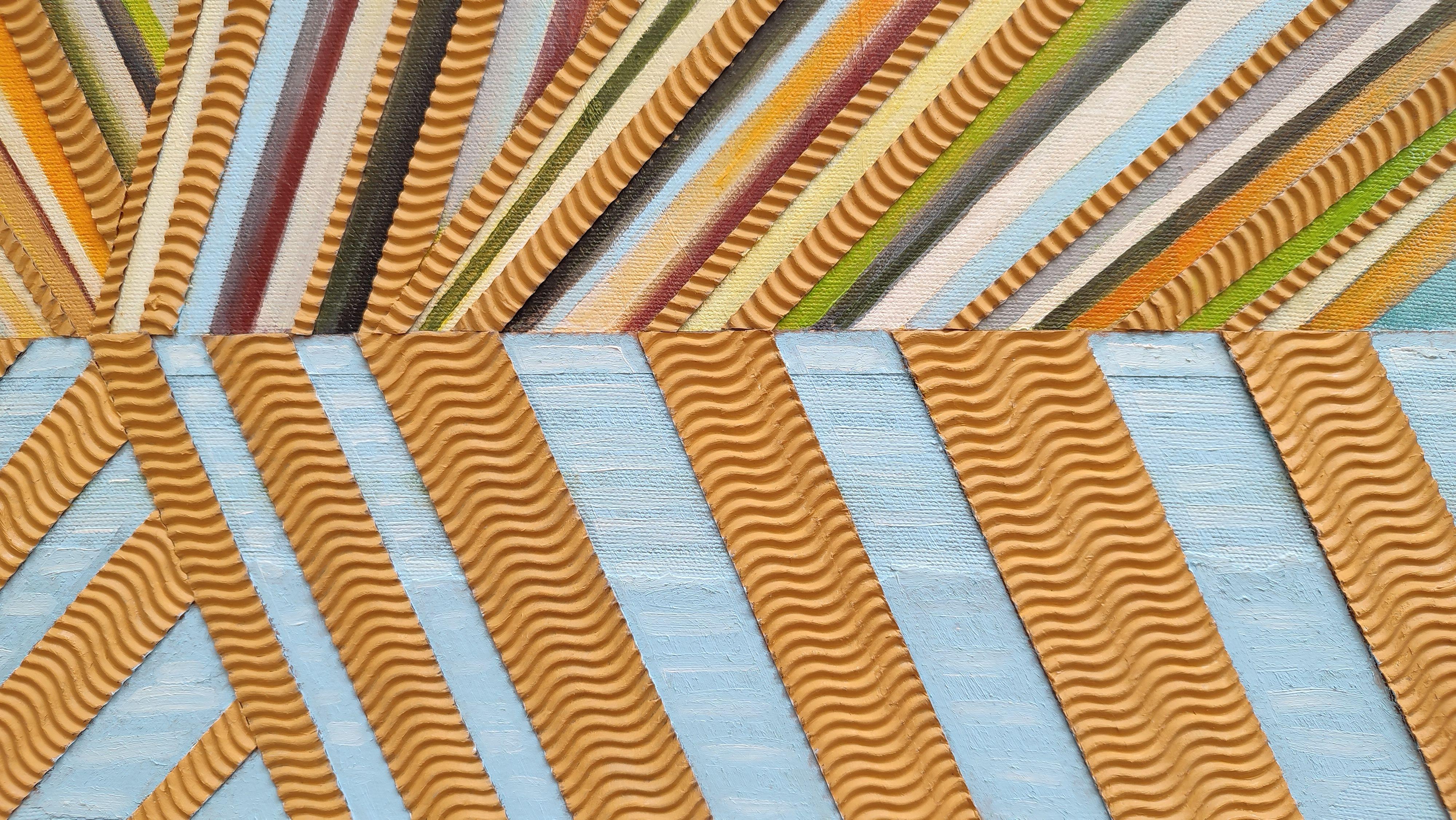 Gioco della sabbia 3. 2023, tela, olio, collage, 50x40 cm - Painting di Alyona Prokofjeva