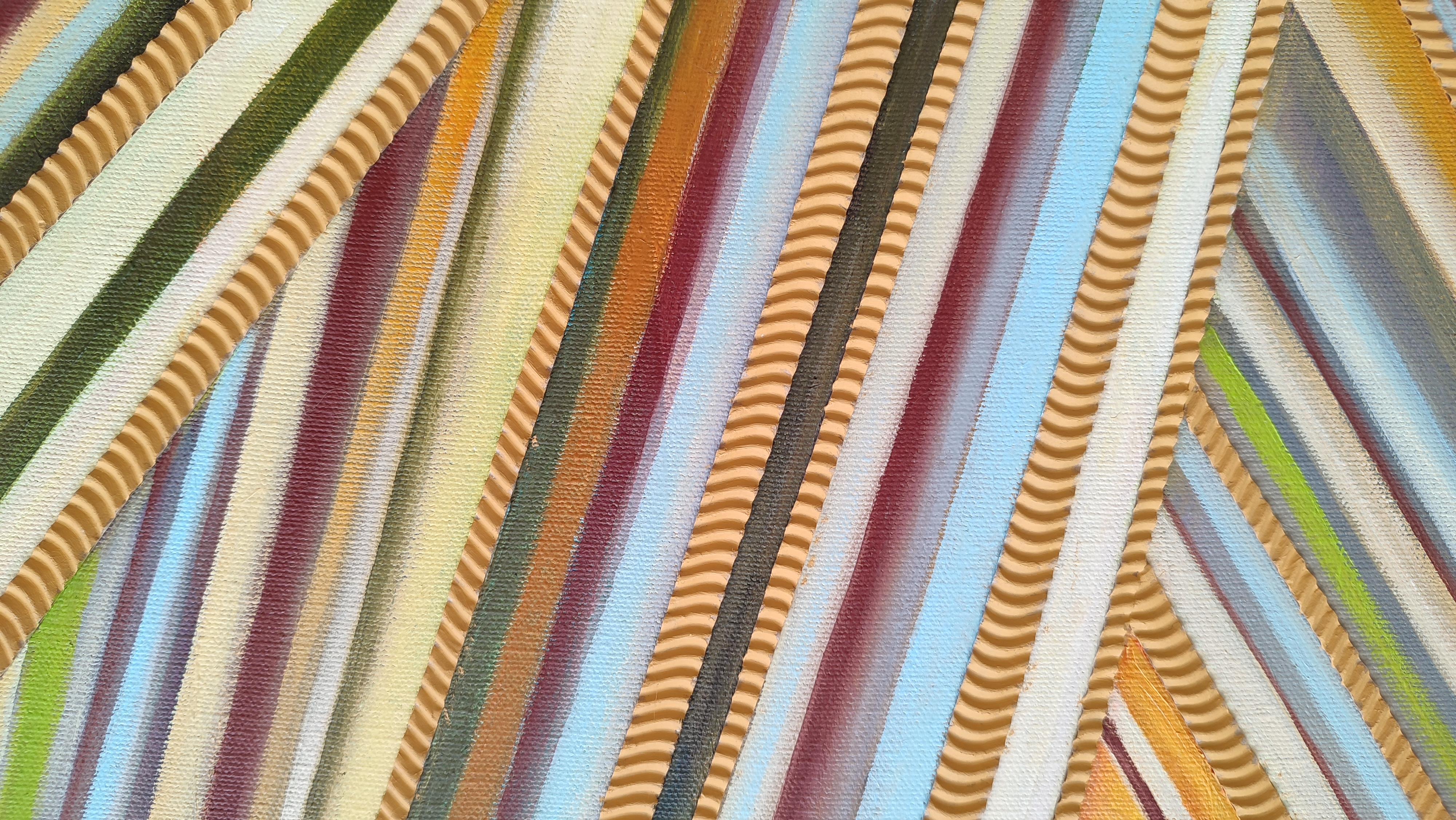 Gioco della sabbia 3. 2023, tela, olio, collage, 50x40 cm - Interior Painting Grigio di Alyona Prokofjeva