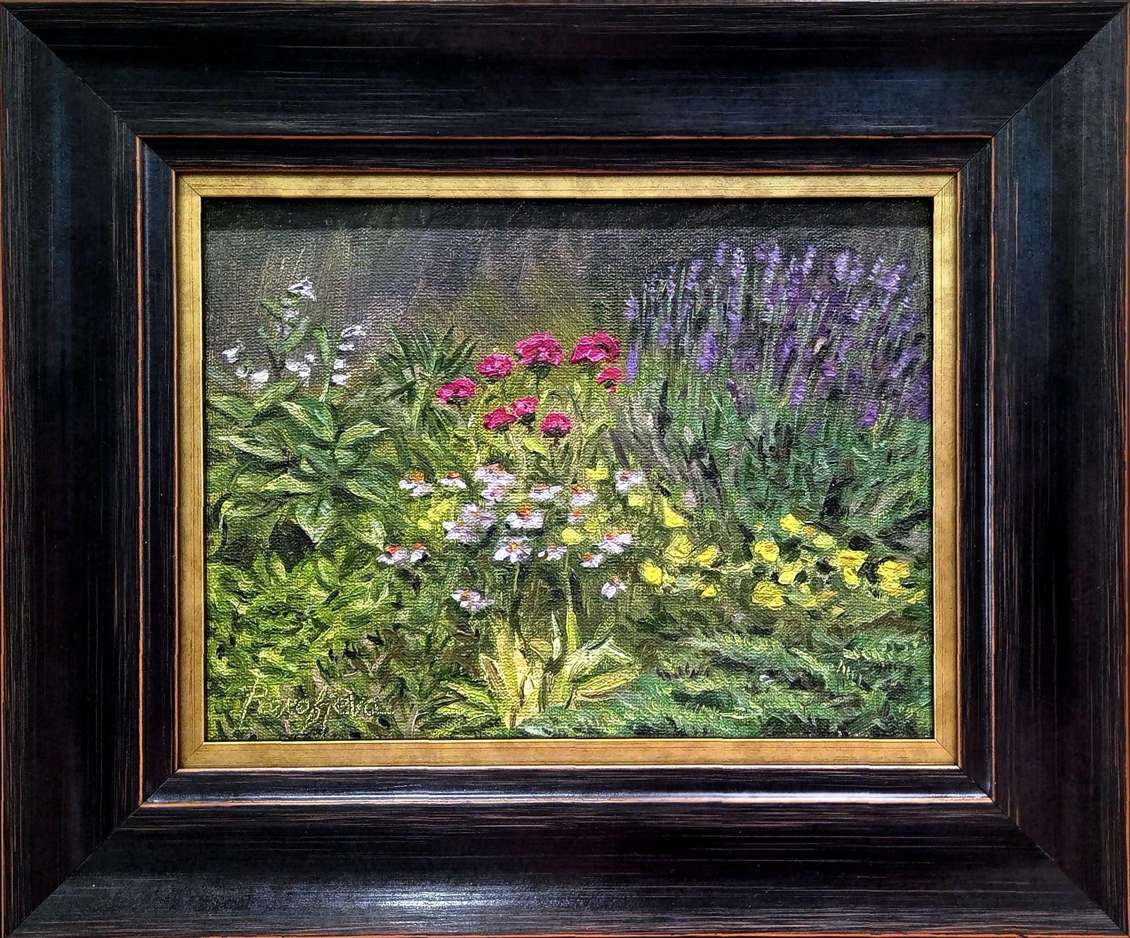 Sommerblumen. 2023. Leinwand, Öl, 15x20 cm – Painting von Alyona Prokofjeva