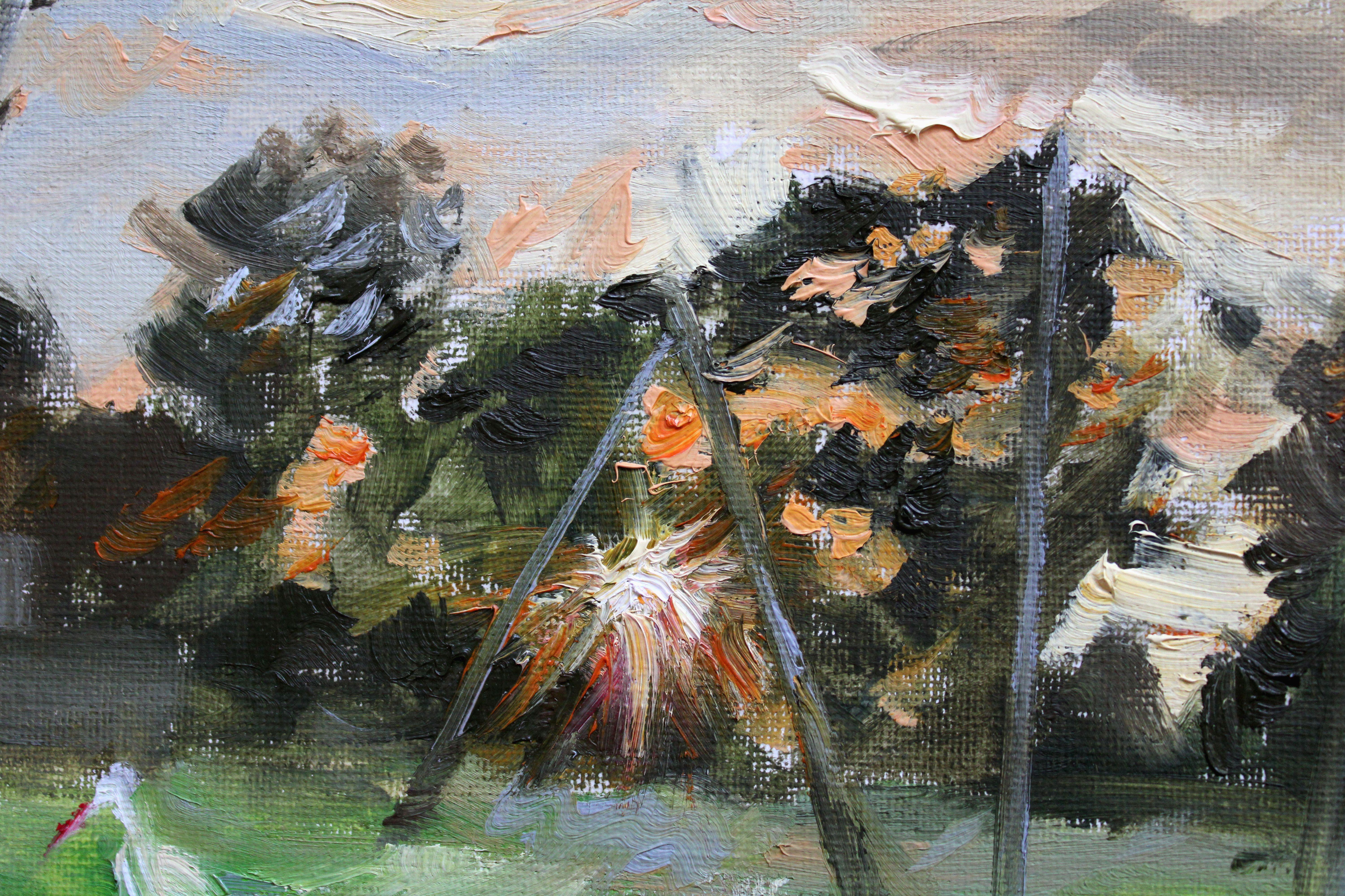 Le dernier rayon. 2023. Toile, carton, huile, 17 x 23 cm
Paysage d'une chaude soirée d'été avec une cigogne dans une petite ville de Lettonie, Townes. Peinture en plein air de petit format 

Alyona Prokofyeva (1988)

A partir de 2016 nom de famille