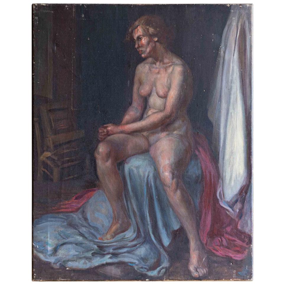 Nudefarbenes Ölgemälde "Painting From Life" von Alys Woodman