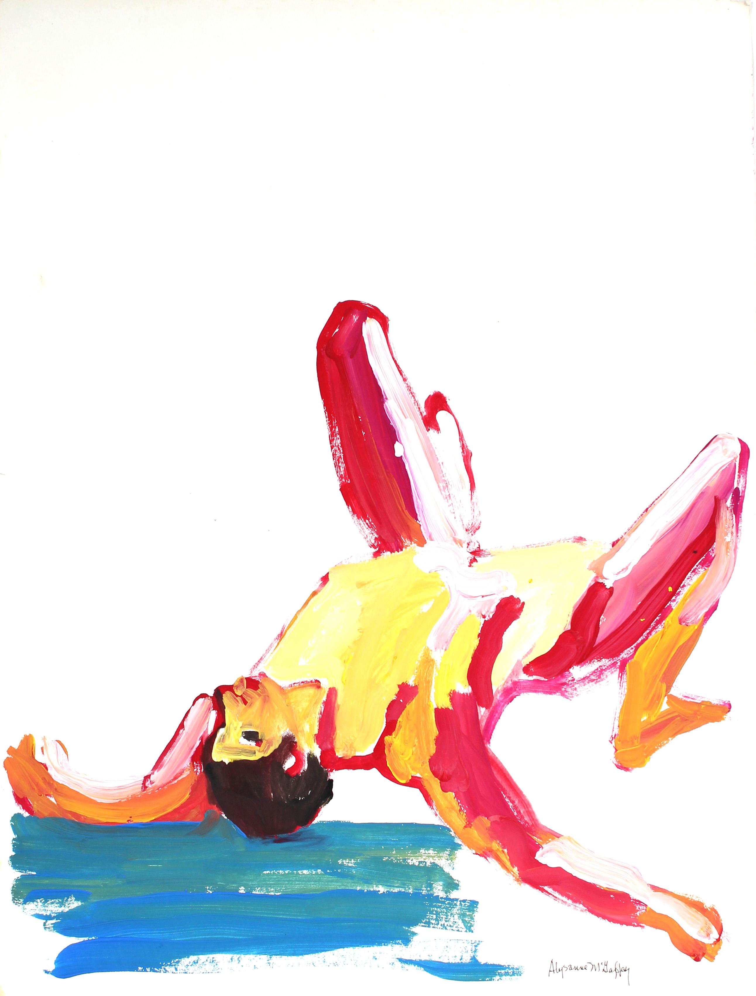 Alysanne McGaffey Nude Painting - "Male Figure #19", Colorful Bay Area Figurative Painting with Yellow Pink Blue