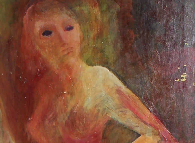 Modernist Nude Figures, Oil on Canvas, Circa 1977 - Painting by Alysanne McGaffey