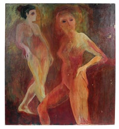 Modernist Nude Figures, Oil on Canvas, Circa 1977