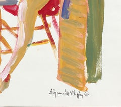 Vibrant Bay Area Figurative Seated Nude 1950-60s Distemper Painting