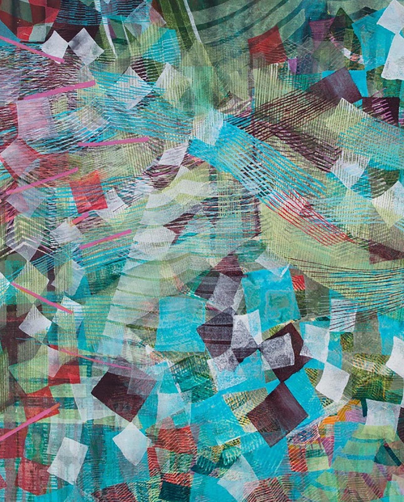 Meld (aqua) - Abstract Painting by Alyse Rosner