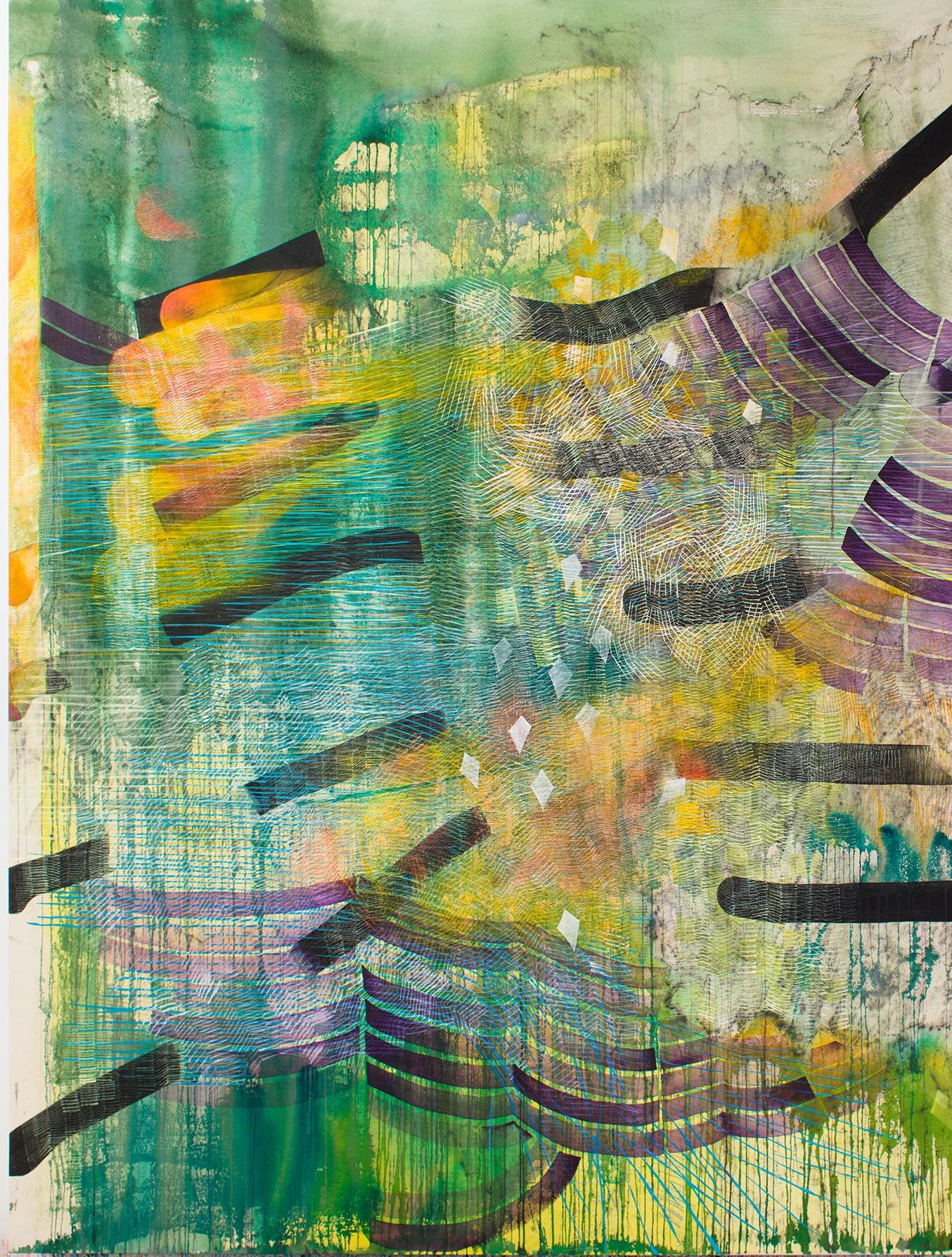 Parting (green) - Abstract Painting by Alyse Rosner