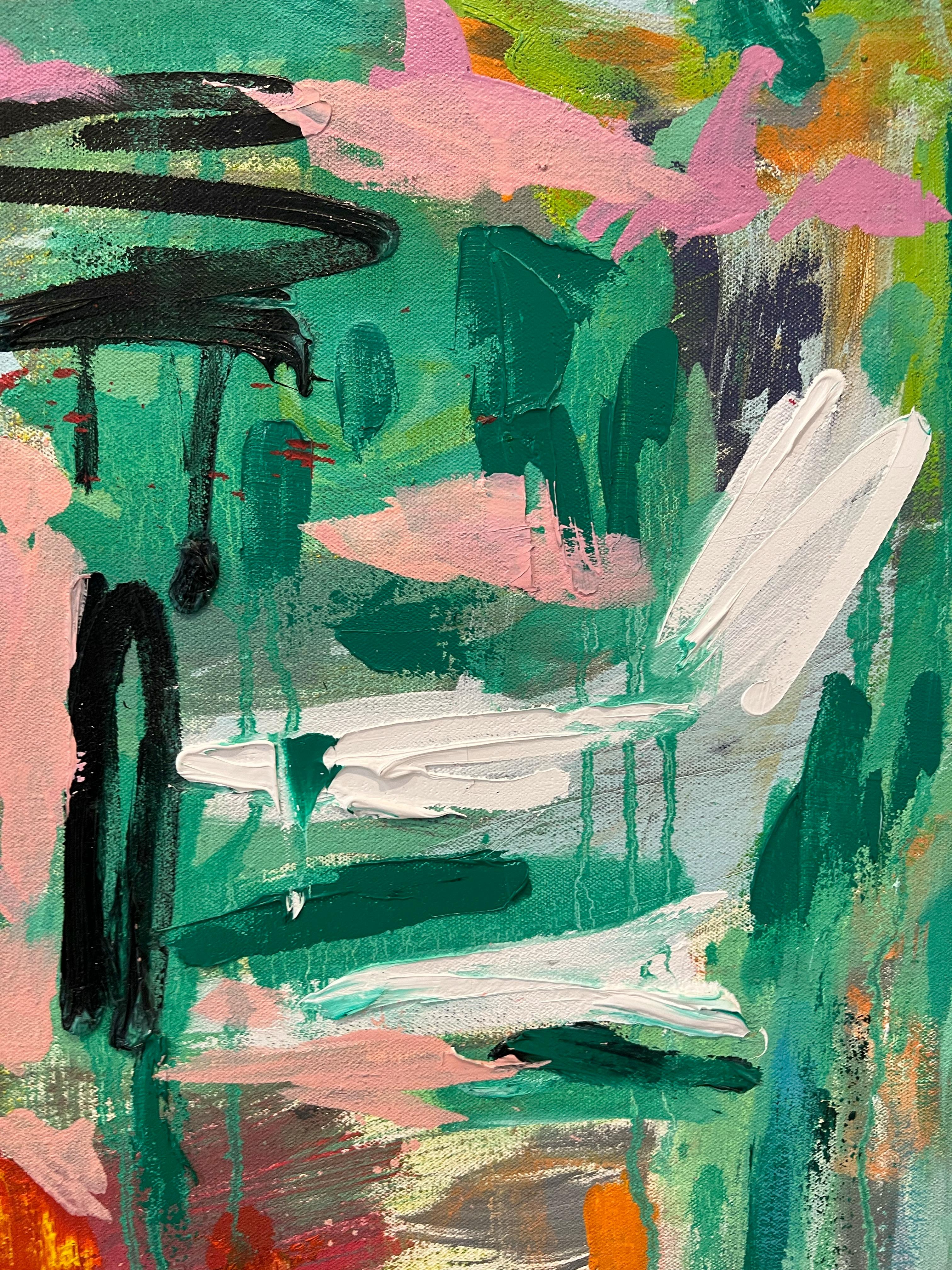Sinfonia di primavera: Pittura ad olio astratta e colorata in vendita 2