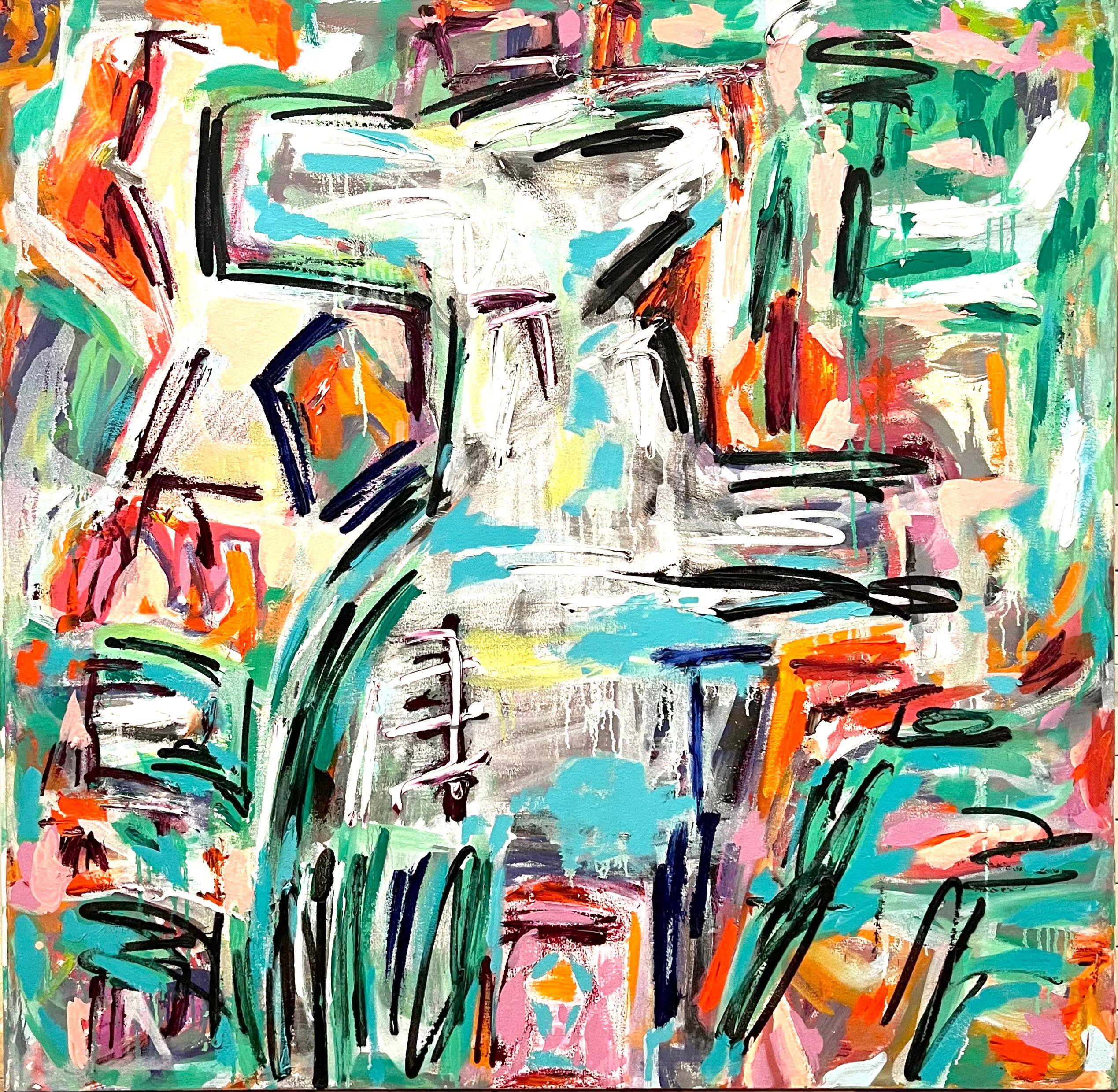 Sinfonia di primavera: Pittura ad olio astratta e colorata - Painting di Alysha Grace Marko