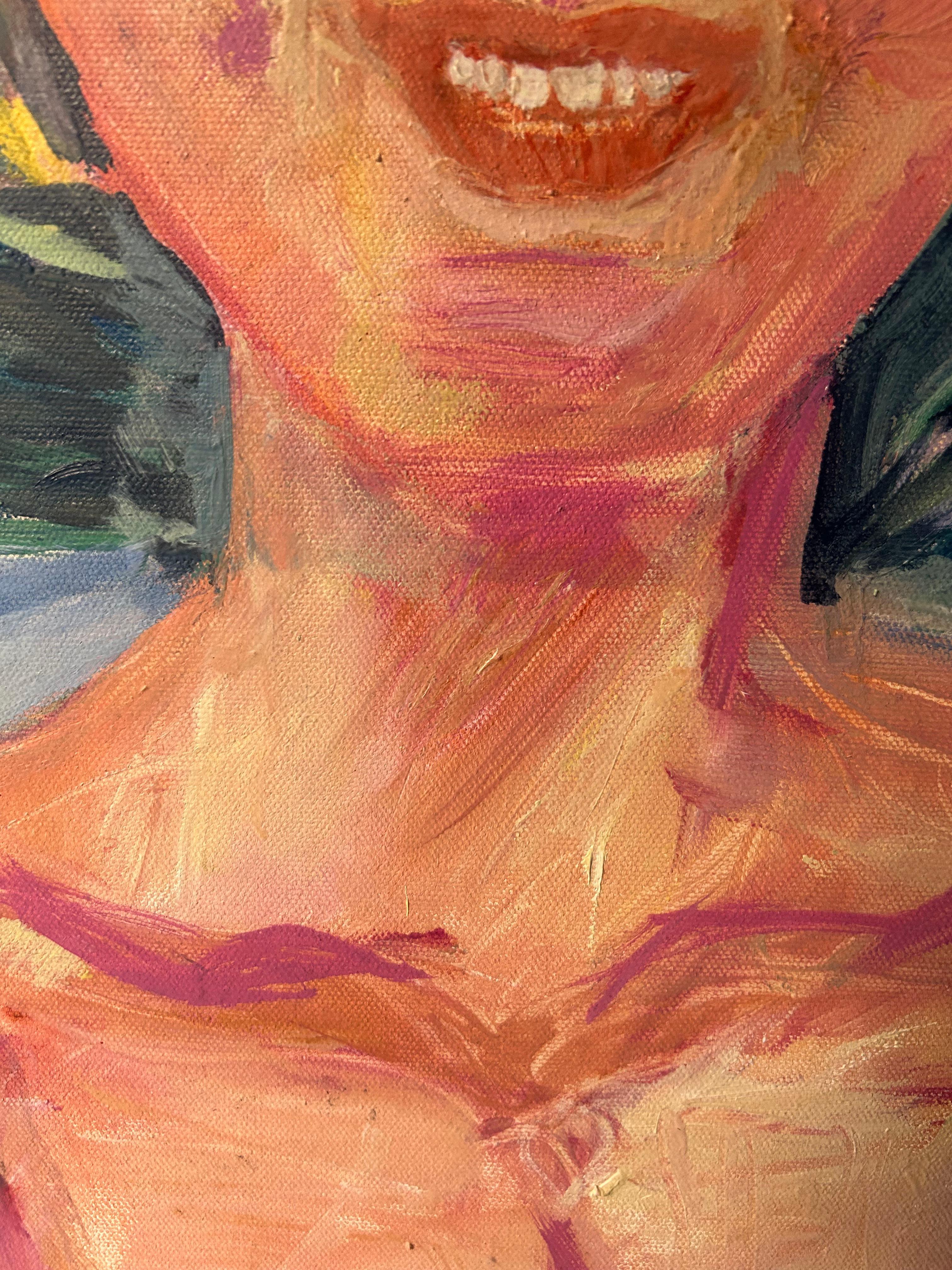 Merlo. Ritratto contemporaneo di una donna. Colorato espressionista figurativo in vendita 10