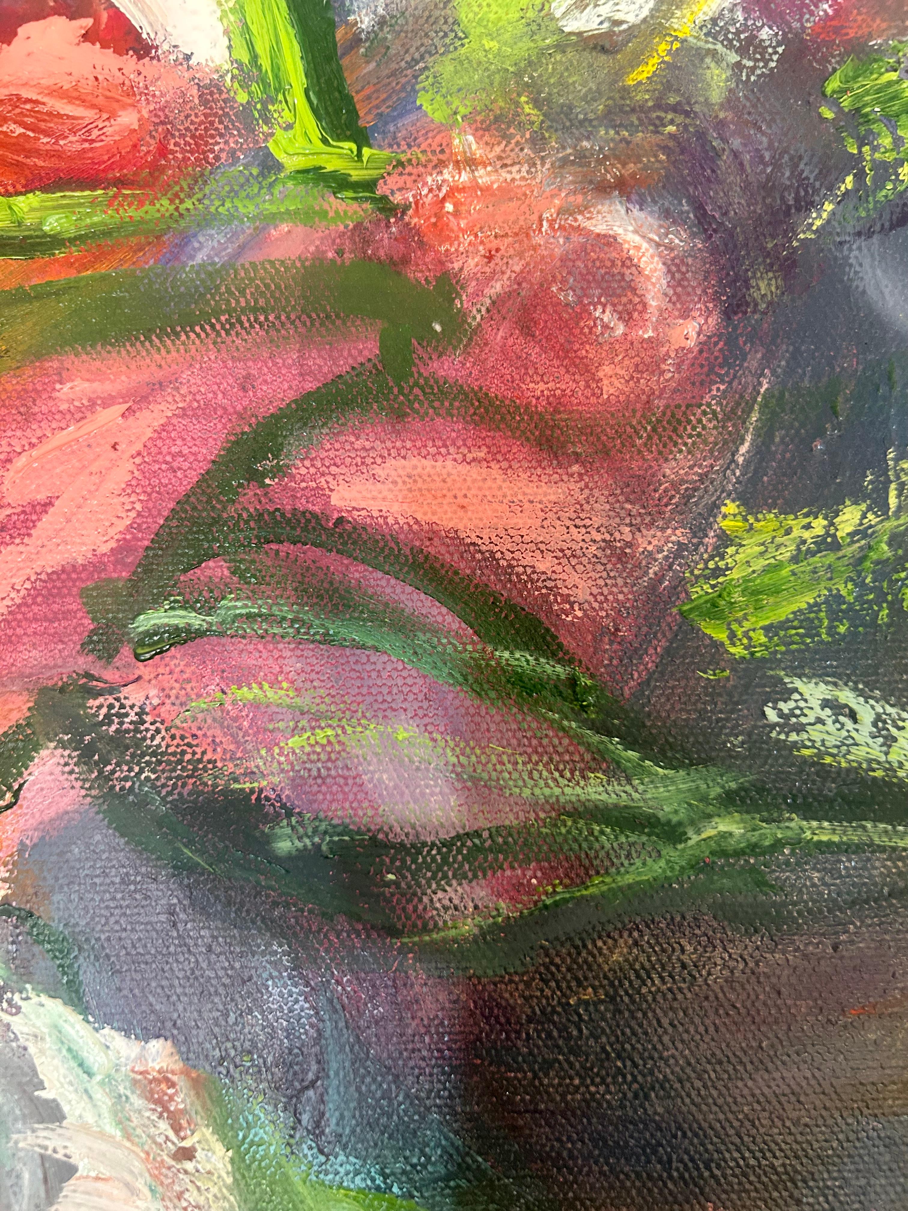 Pintura floral abstracta contemporánea, Eterna - Painting Impresionista abstracto de Alysha Grace Marko