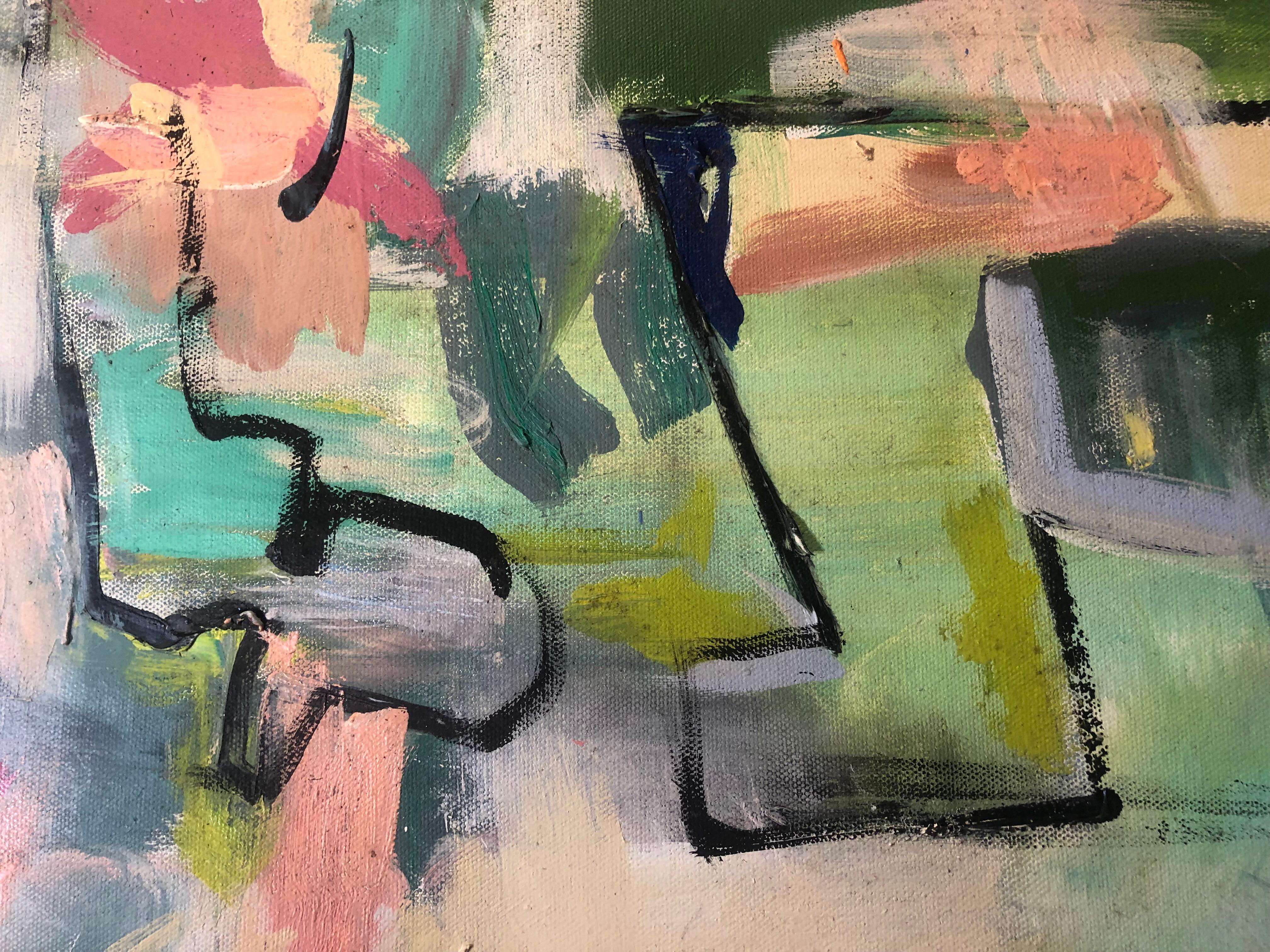 Frammenti. Pittura ad olio astratta espressionista contemporanea con una palette di colori vibranti - Painting Astrattismo geometrico di Alysha Grace Marko
