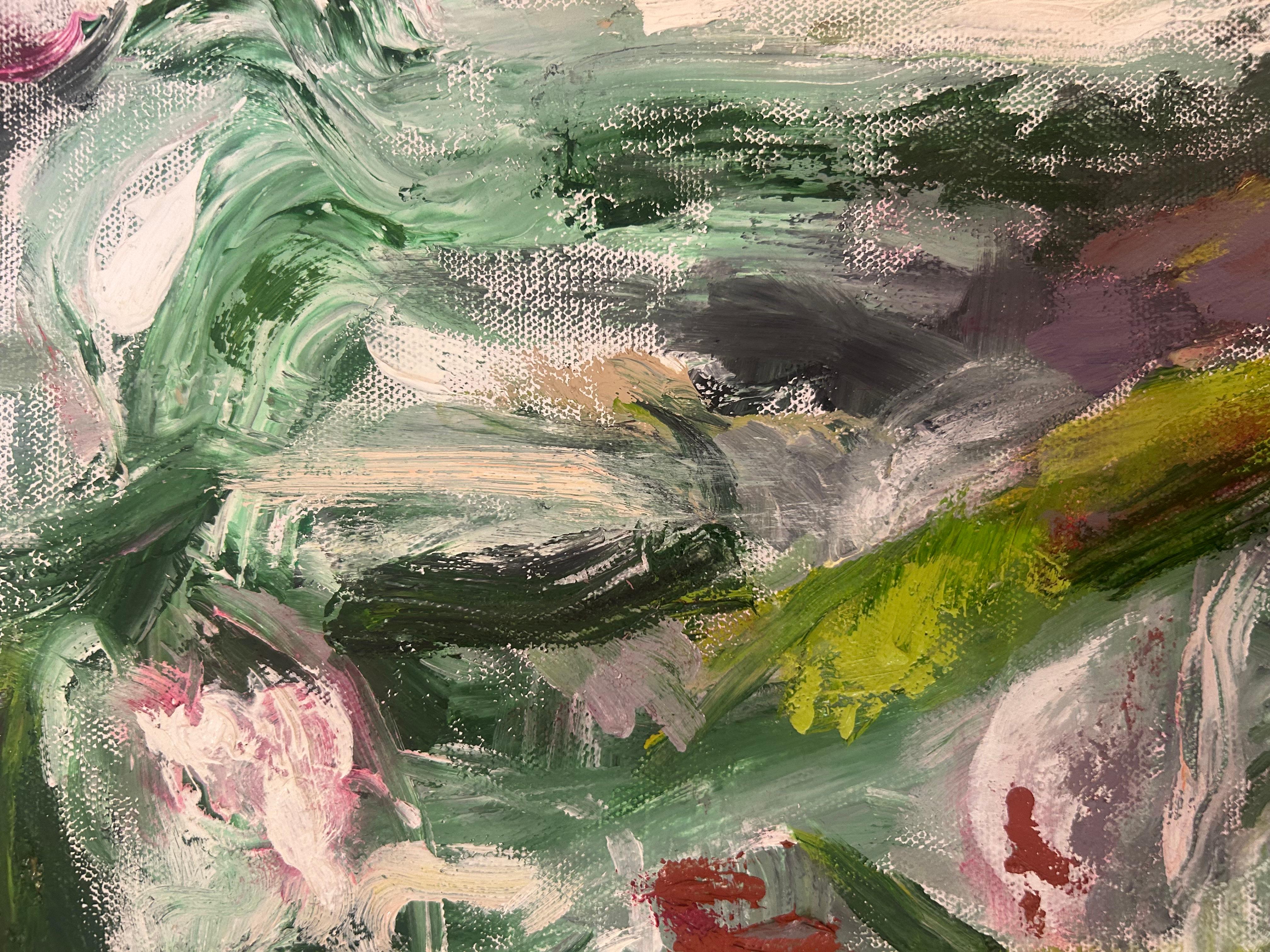 Peinture abstraite florale contemporaine, fleurs d'armoiries - Painting de Alysha Grace Marko