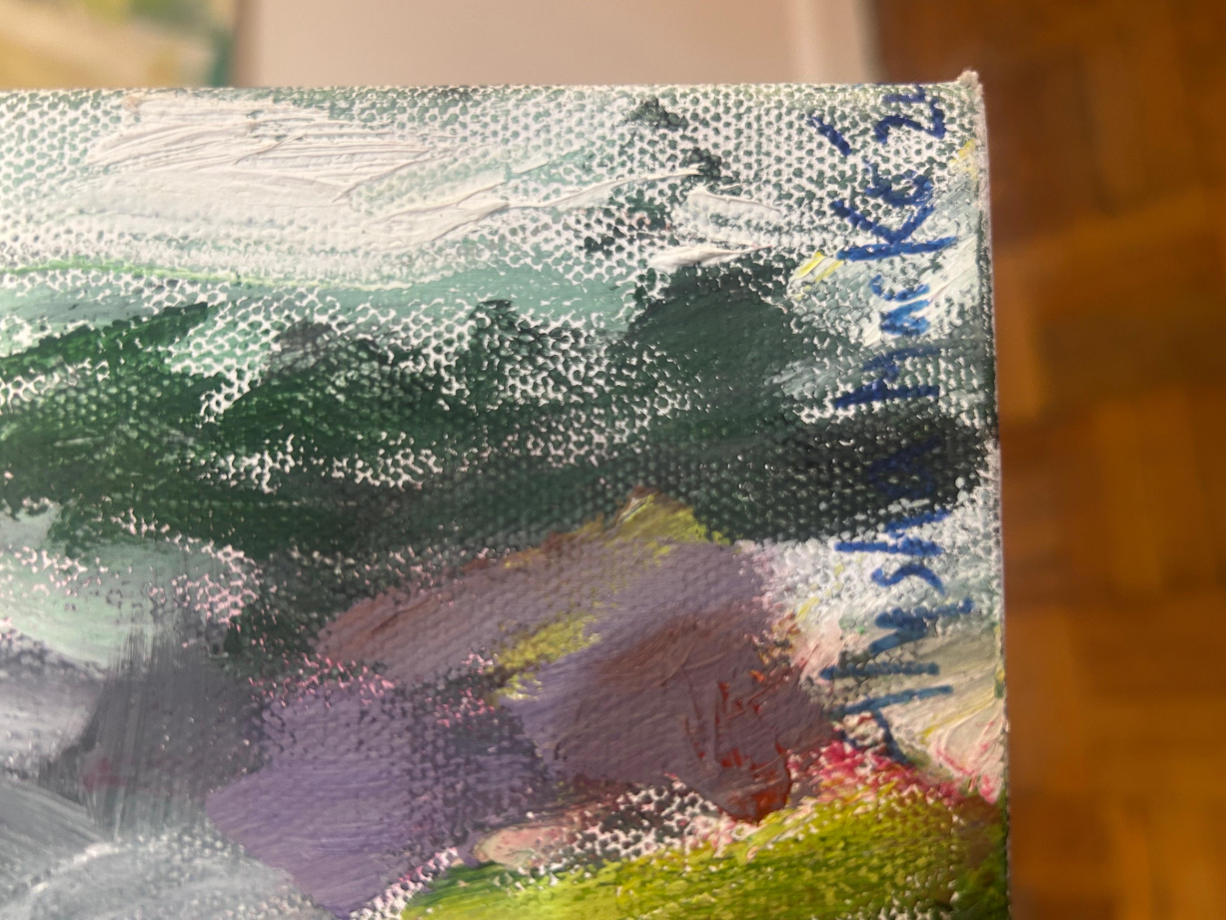 Peinture abstraite florale contemporaine, fleurs d'armoiries en vente 1