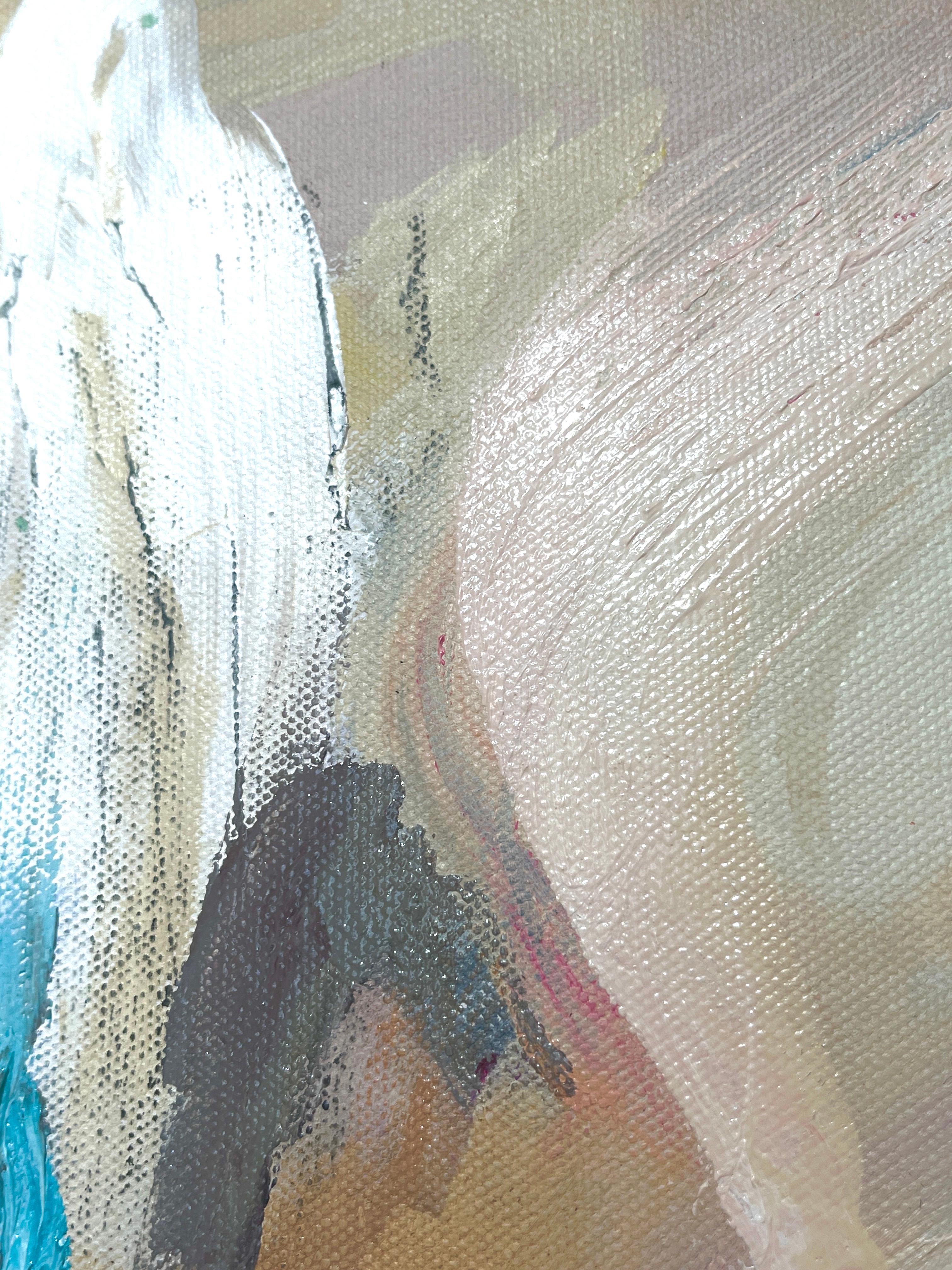 Come le ali di una colomba: pittura astratta contemporanea, acrilico e carboncino in vendita 1