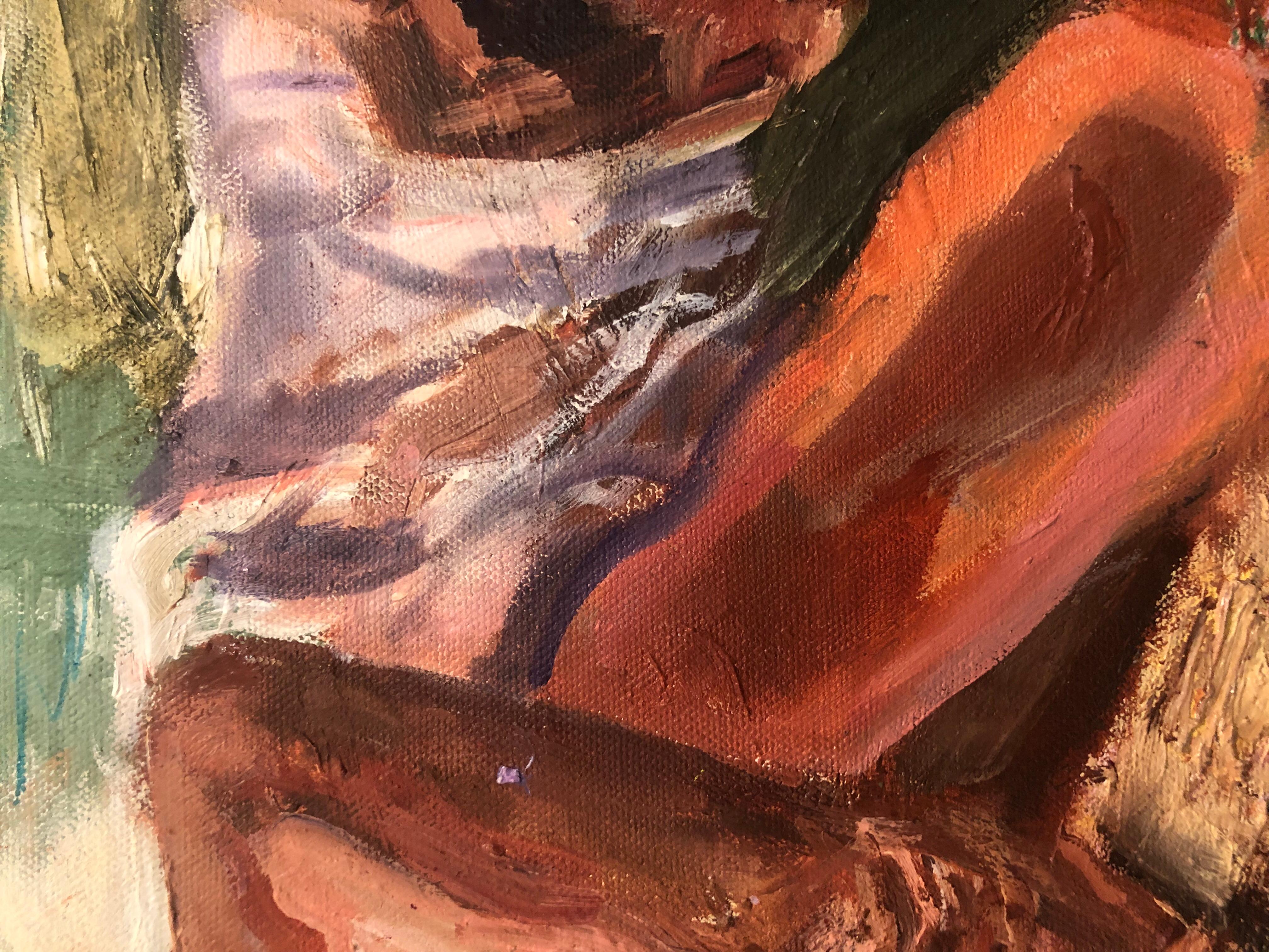 Quadro astratto neutro su tela: Un Rodin al sole - Abstract Painting Beige di Alysha Grace Marko