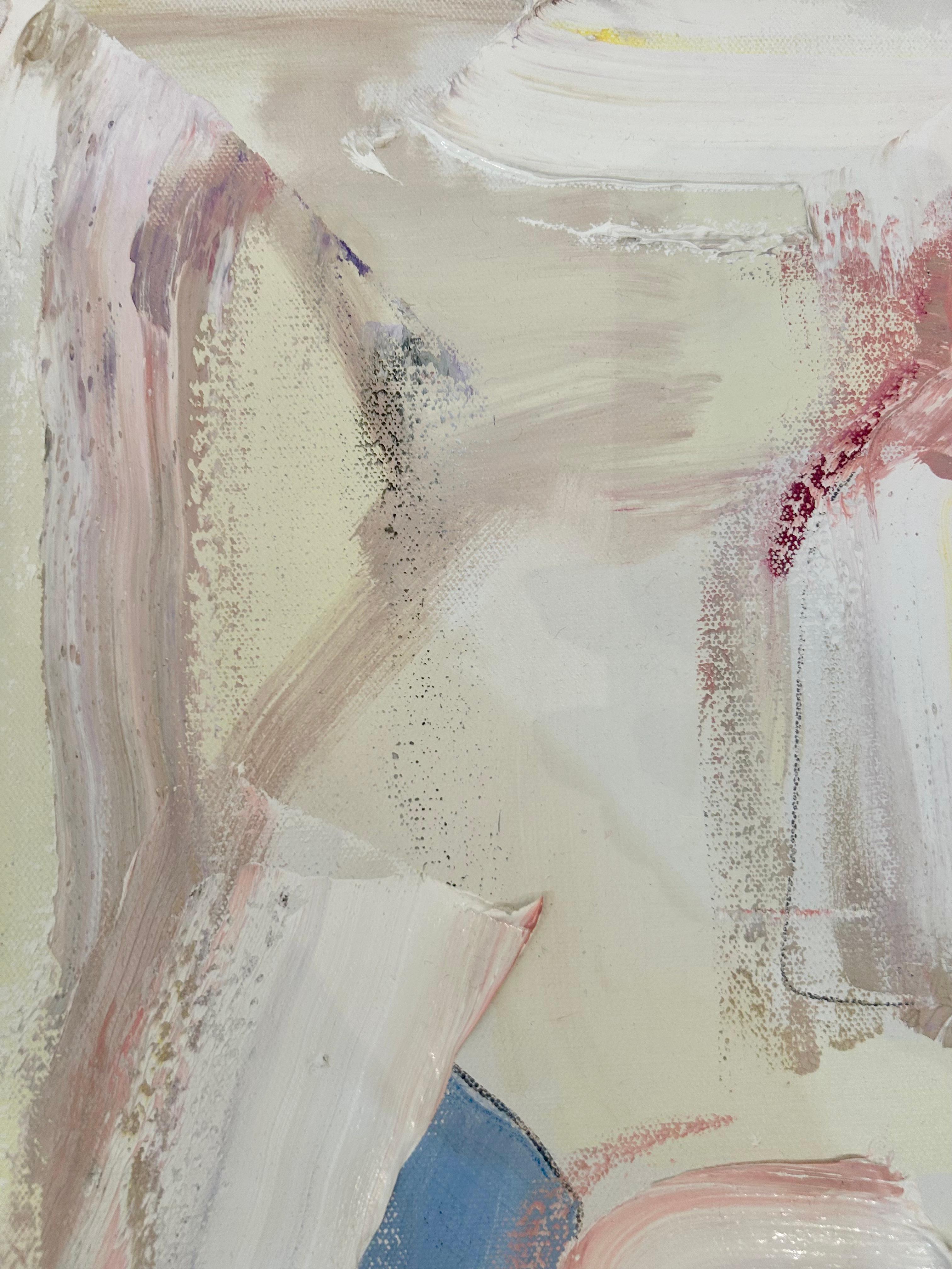 Pittura ad olio astratta neutra dai colori tenui: Stivali da cowboy più uno - Painting Espressionismo astratto di Alysha Grace Marko