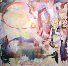 Wildhorse. Contemporary expressionist abstract oil painting, pastel palette