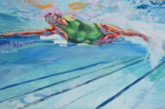 swimmer, large abstract figurative painting 