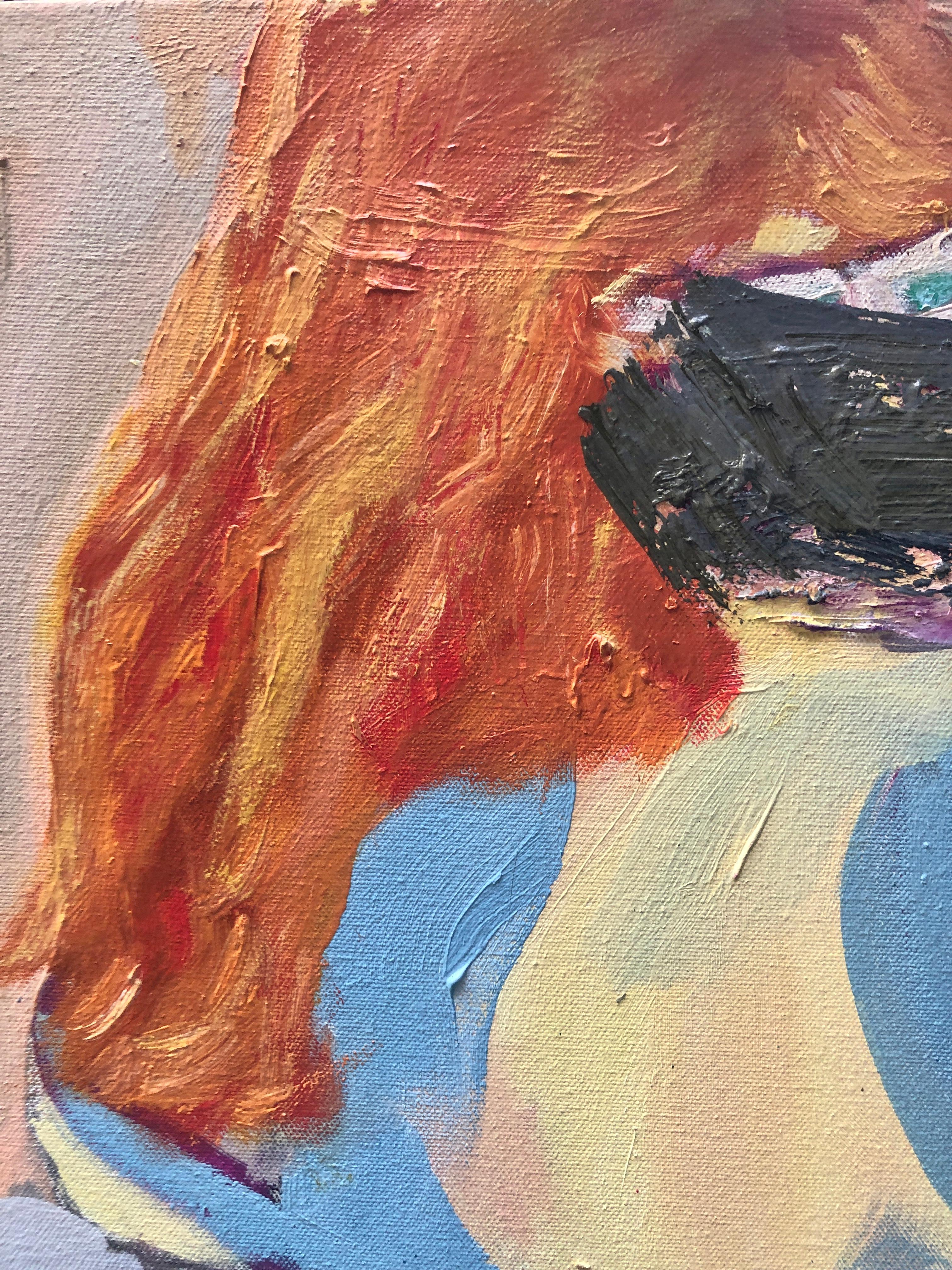 Don't Look Back. figurative oil painting of nude woman contemporary laying down - Painting by Alysha Grace Marko