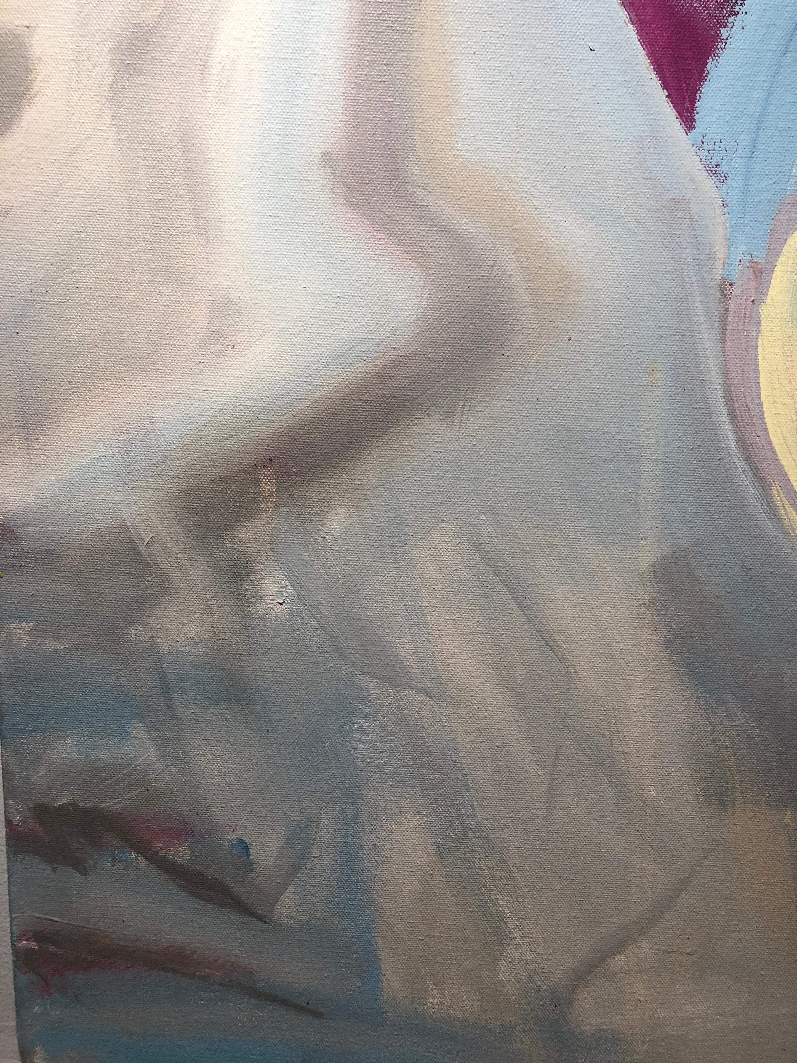 Don't Look Back. figurative oil painting of nude woman contemporary laying down For Sale 1
