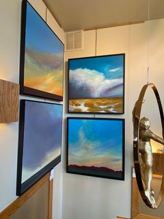 « Vast, Snow Cloud Burst » d'Alyson Kinkade, paysage abstrait, huile, 38 x 38 pouces