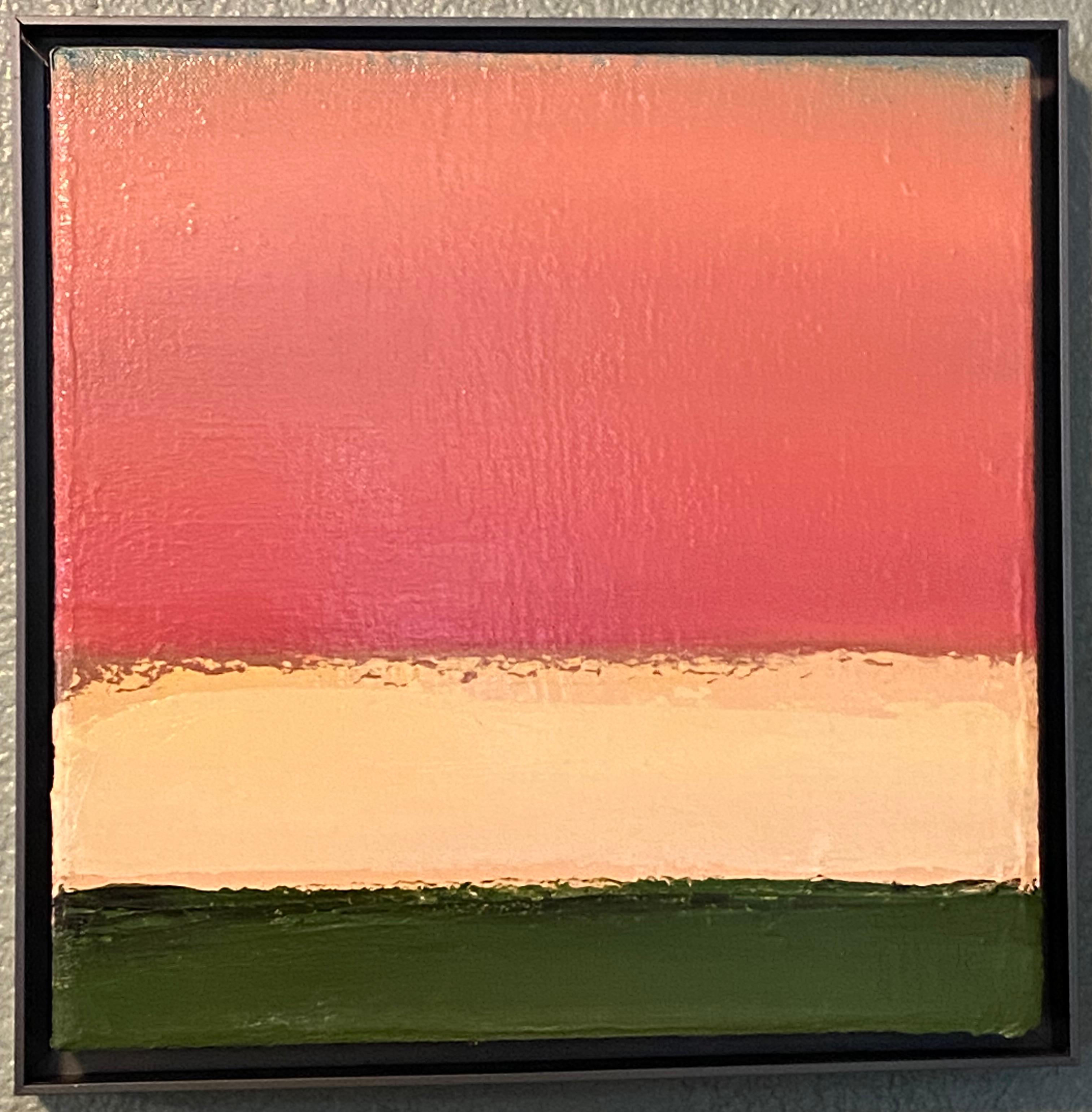 Alyson Kinkade Landscape Painting - Watermelon Sky, 12x12" oil on linen