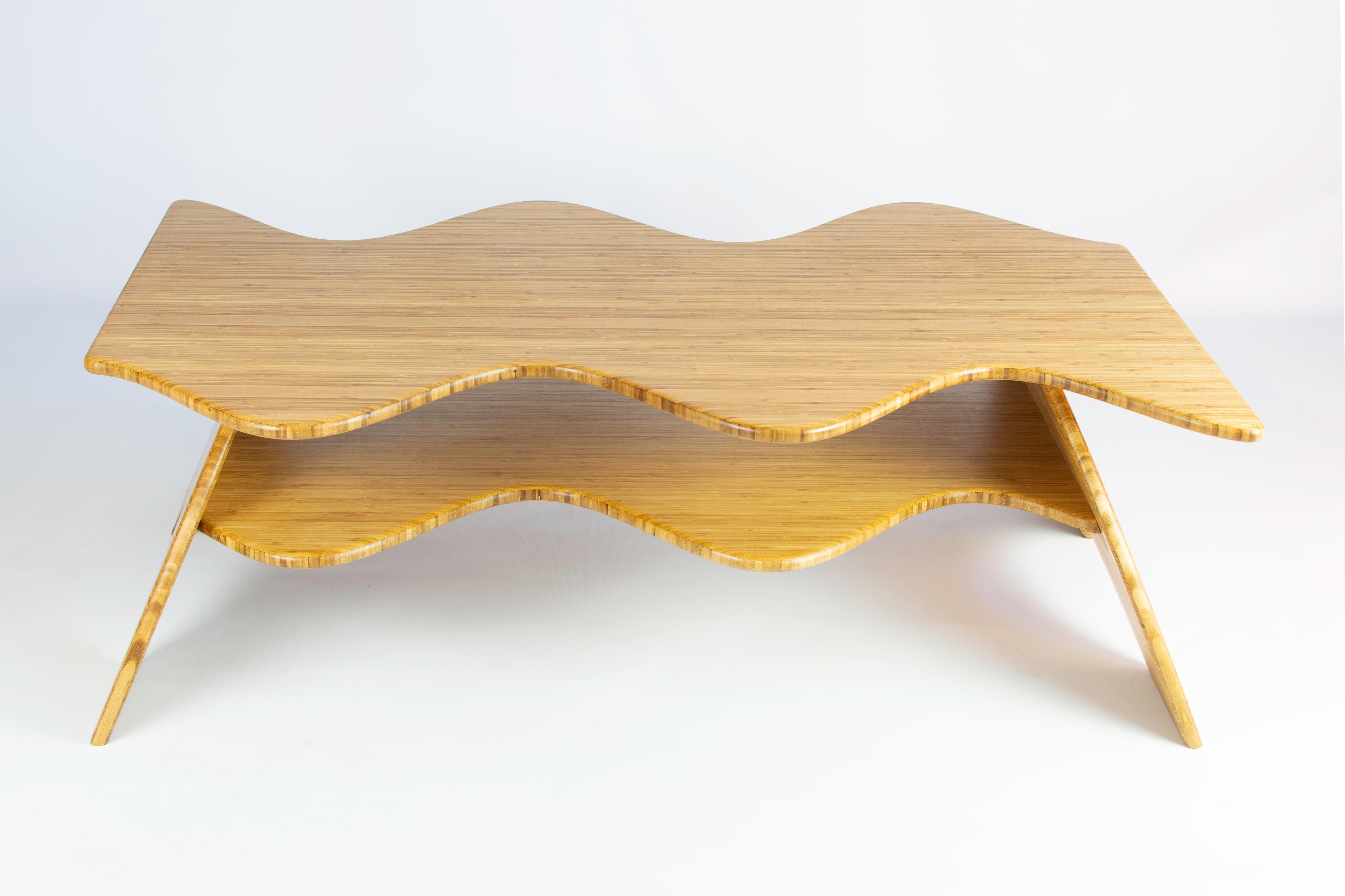 American Wiggle coffee table in bamboo with natural oil finish For Sale