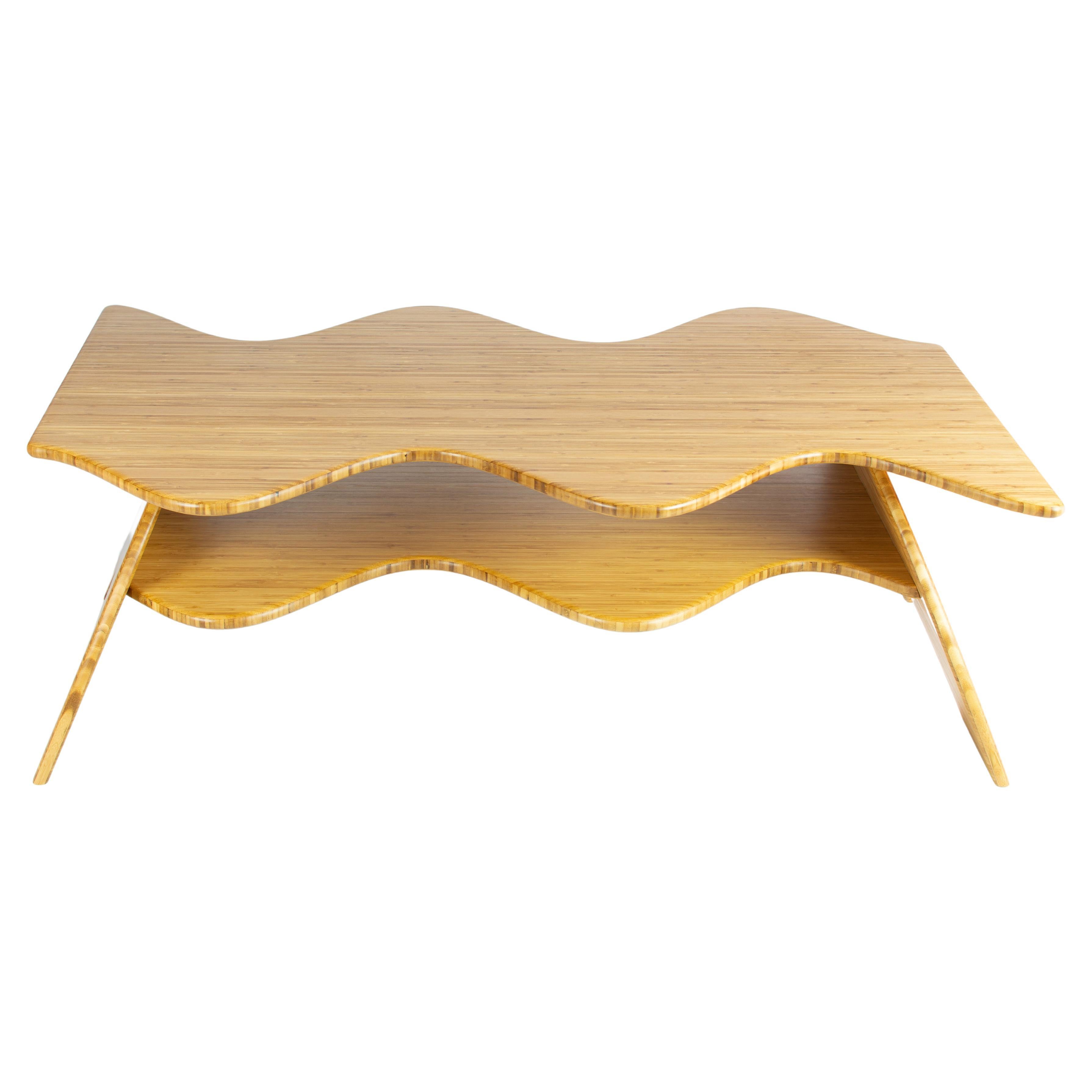 Wiggle coffee table in bamboo with natural oil finish For Sale