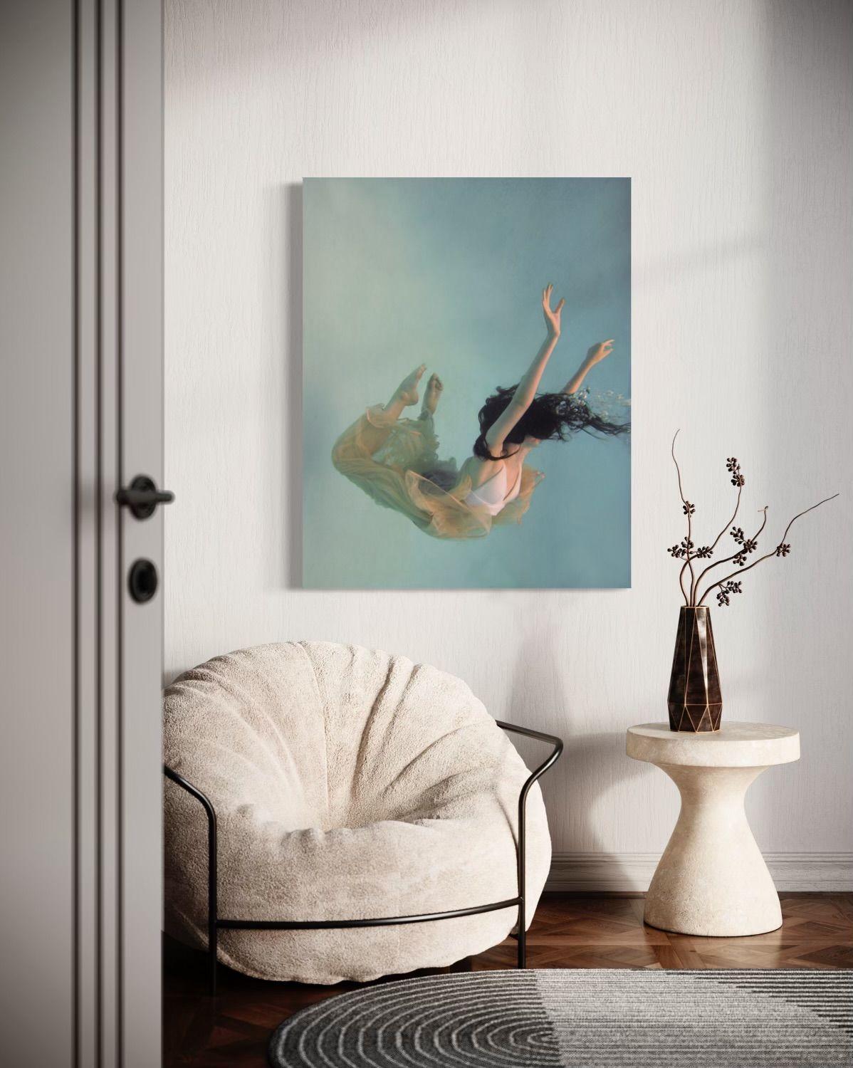 Alyssa Fortin Underwater Photograph Female Figurative Angel Dancer Water Fall For Sale 1