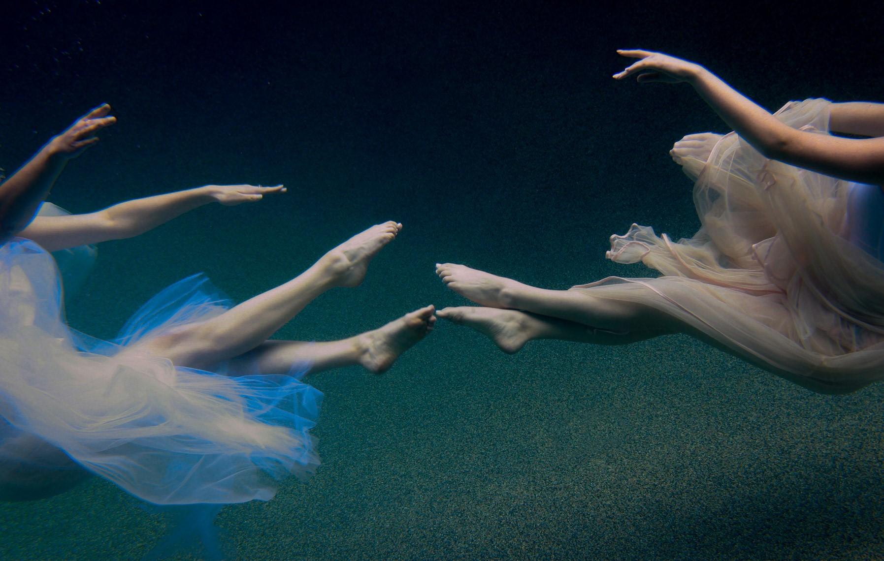 This contemporary figural limited edition photograph by Alyssa Fortin is a reinterpretation of the mythological story of Asopus' beautiful daughters who were abducted by gods to become nymphs of the spring. This image depicts two of the daughters