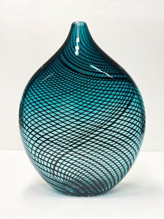 Lagoon swirl cane glass vessel decorative object