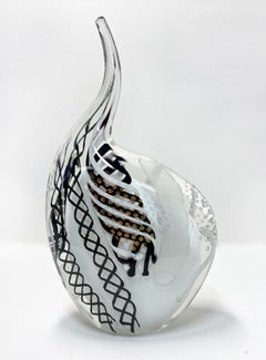 Skulpturales „Rhino“-Deko-Objekt aus weißem und schwarzem Glas