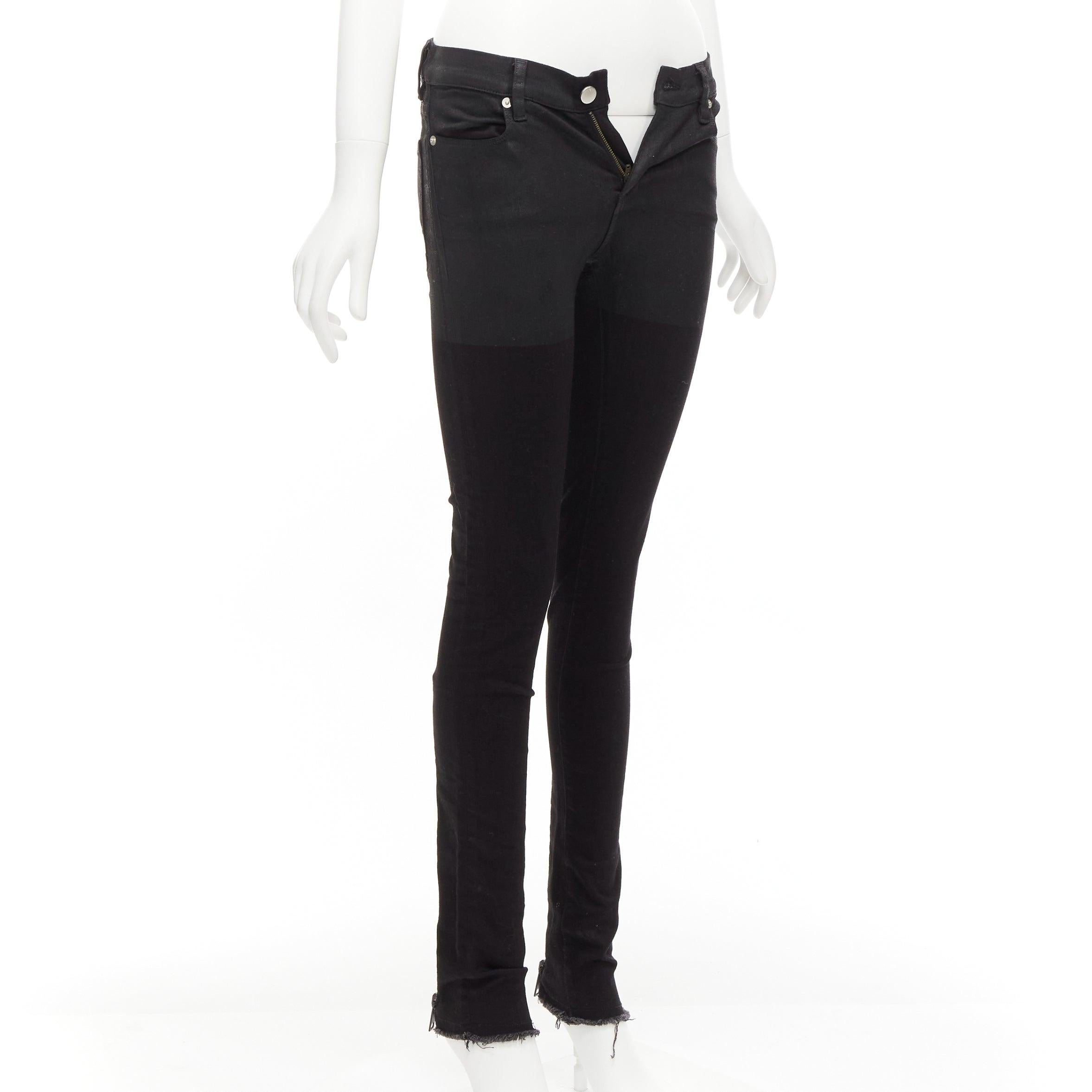 Noir ALYX 2016 noir mélange de coton enduit fermeture éclair arrière jean skinny à bords effilochés 26