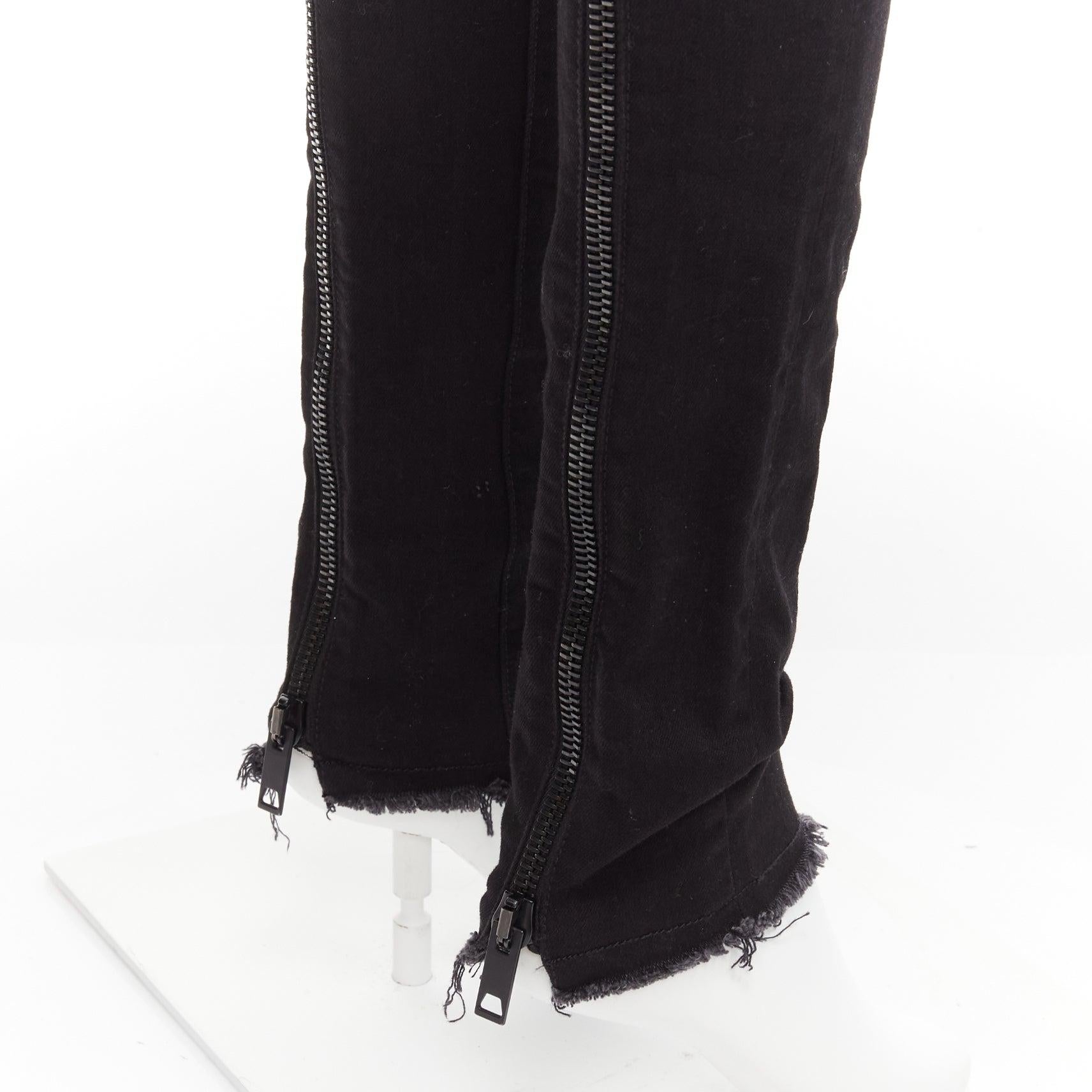 ALYX 2016 noir mélange de coton enduit fermeture éclair arrière jean skinny à bords effilochés 26