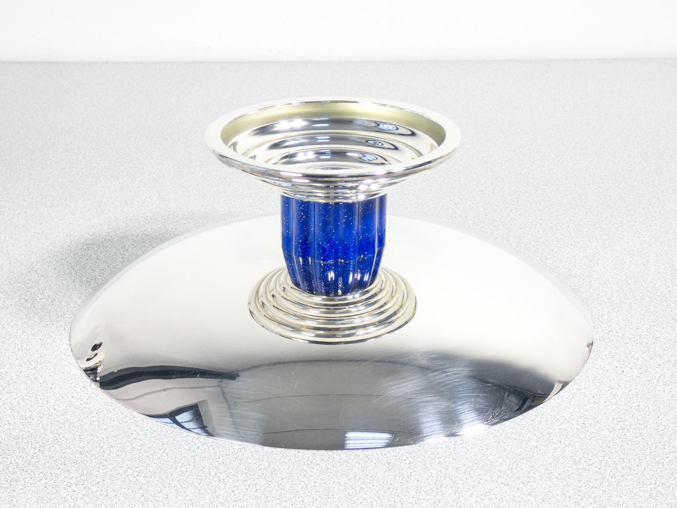 Setzstufe aus Silberblech im Art Deco-Stil, von PUIFORCAT Emile, mit lackiertem Sockel im Zustand „Gut“ im Angebot in Torino, IT