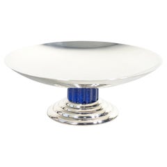 Setzstufe aus Silberblech im Art Deco-Stil, von PUIFORCAT Emile, mit lackiertem Sockel