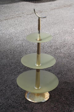 Round glass and metal riser Italia 1960 Fontana Arte Style