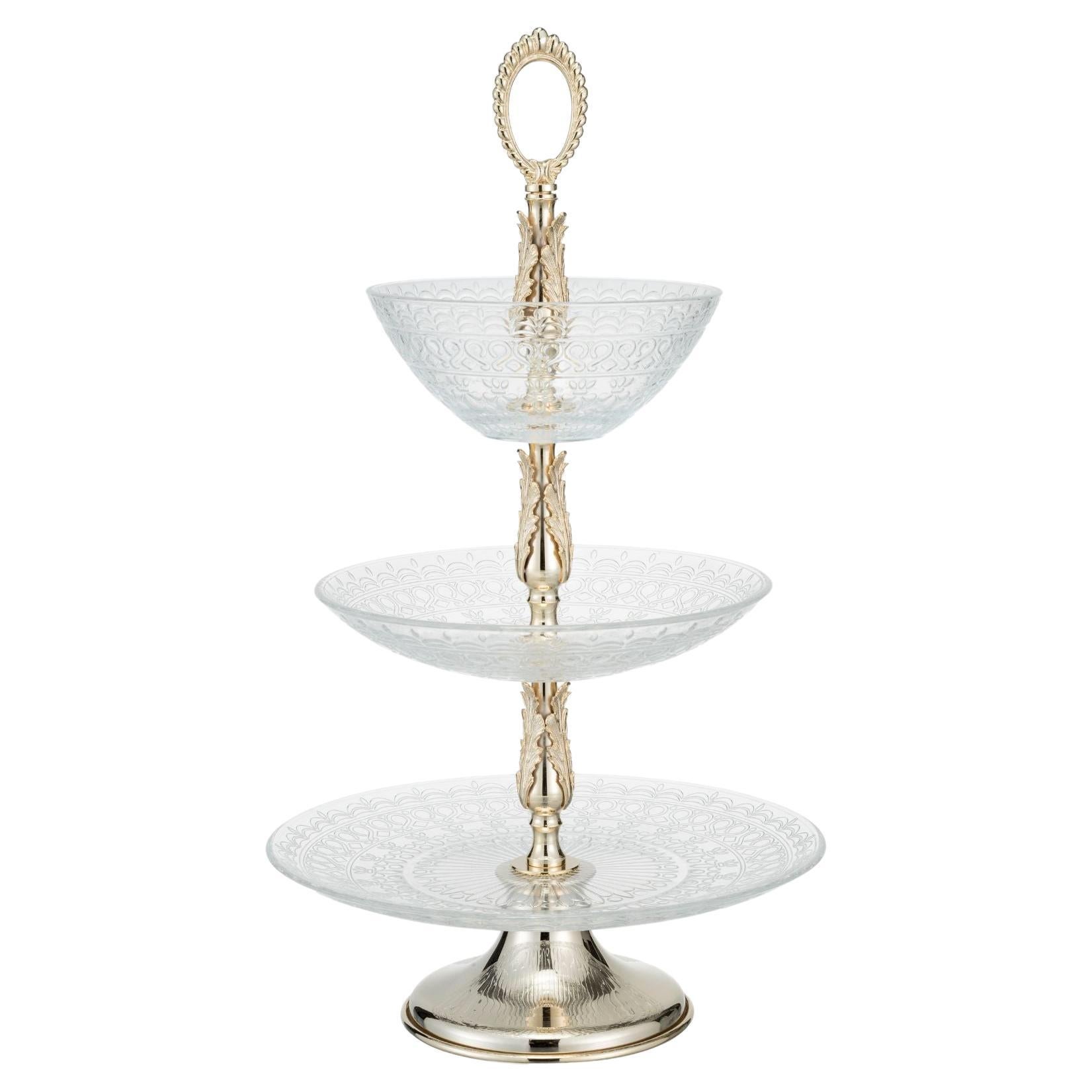 Alice three-tiered brass and glass riser