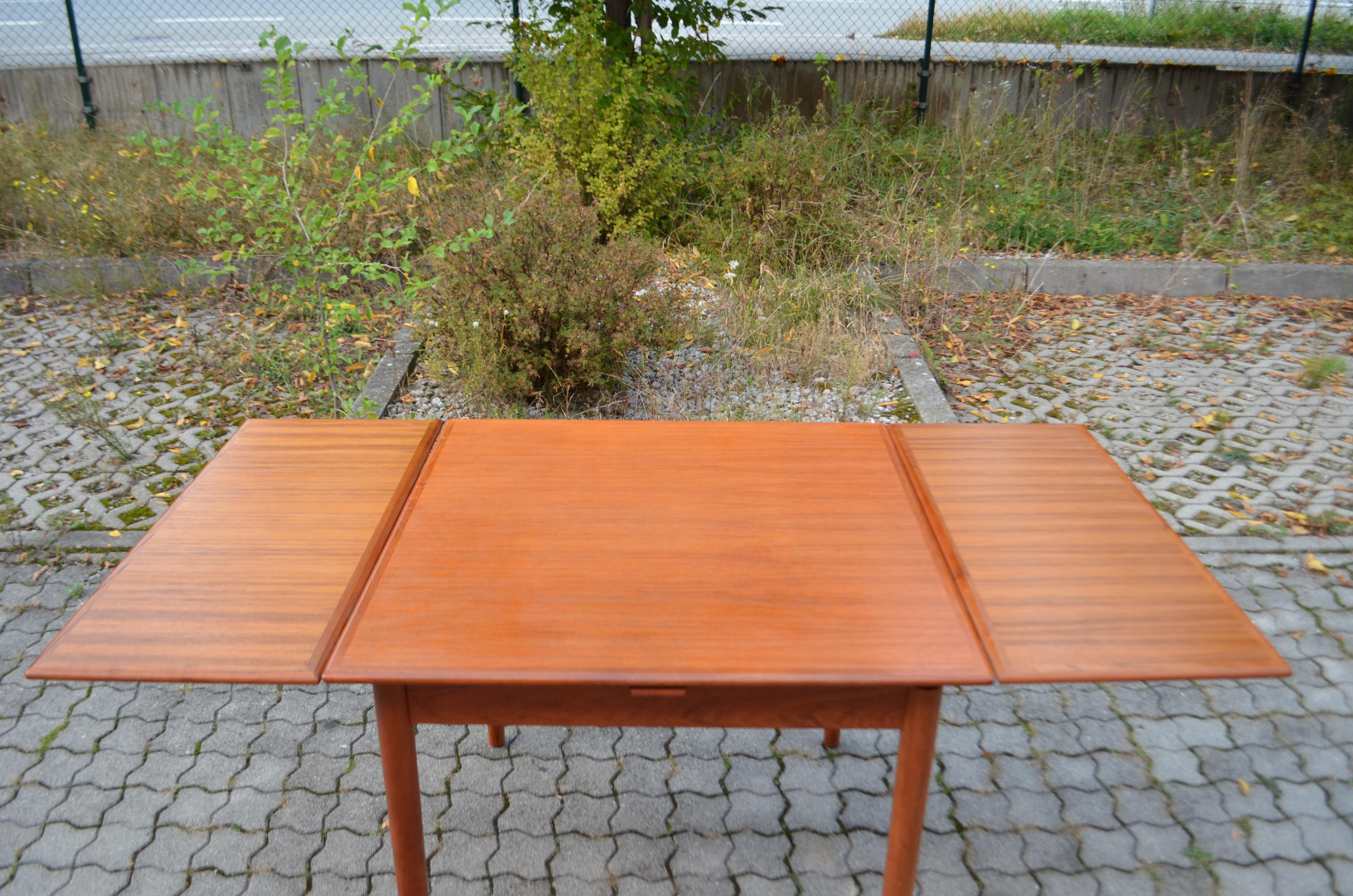 Scandinavian Modern AM Ansager Mobler Danish Teak Dining Table Square extendable For Sale