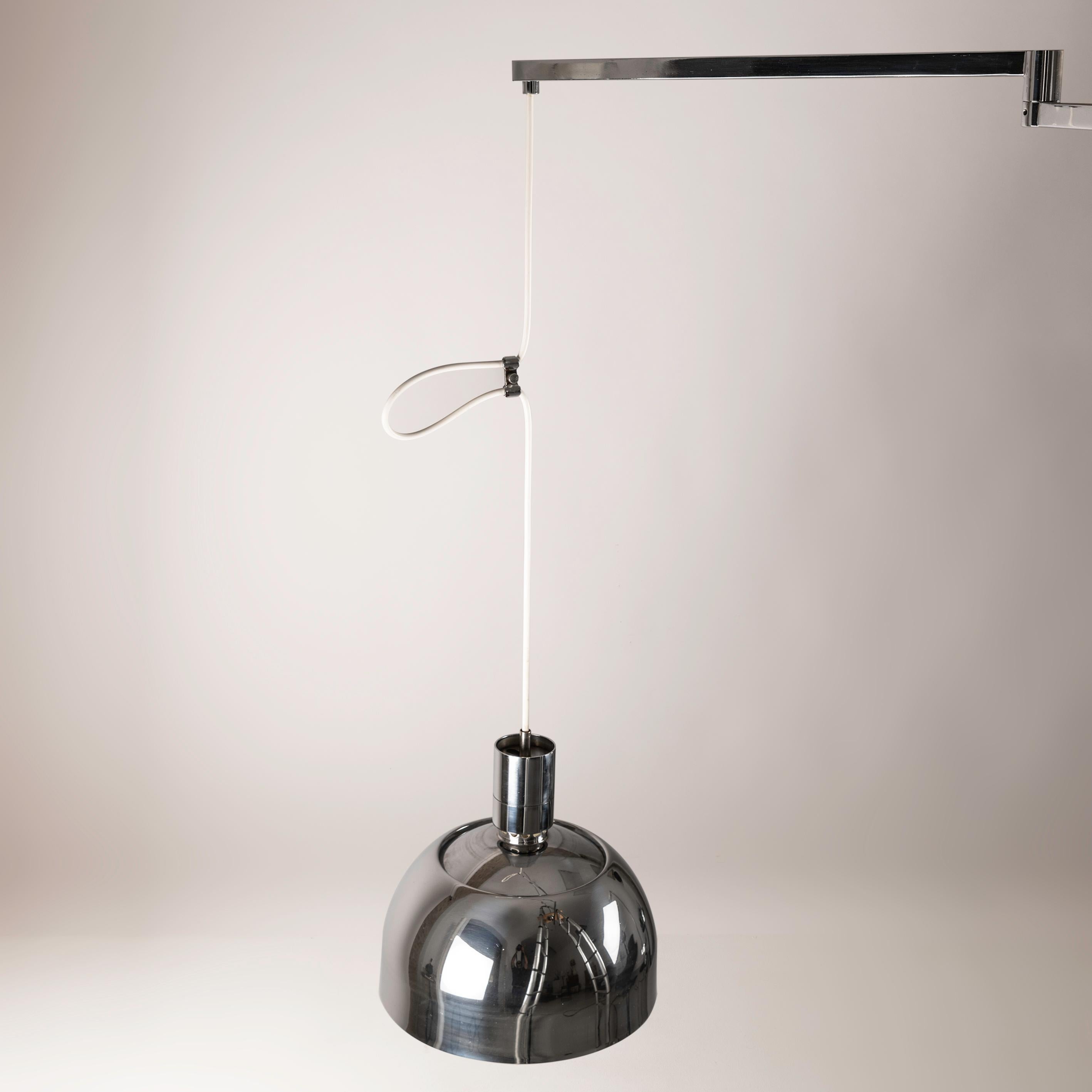 AM/AS Ceiling Lamp with Chromed Swing Arm by Franco Albini for Sirrah, 1960s For Sale 1