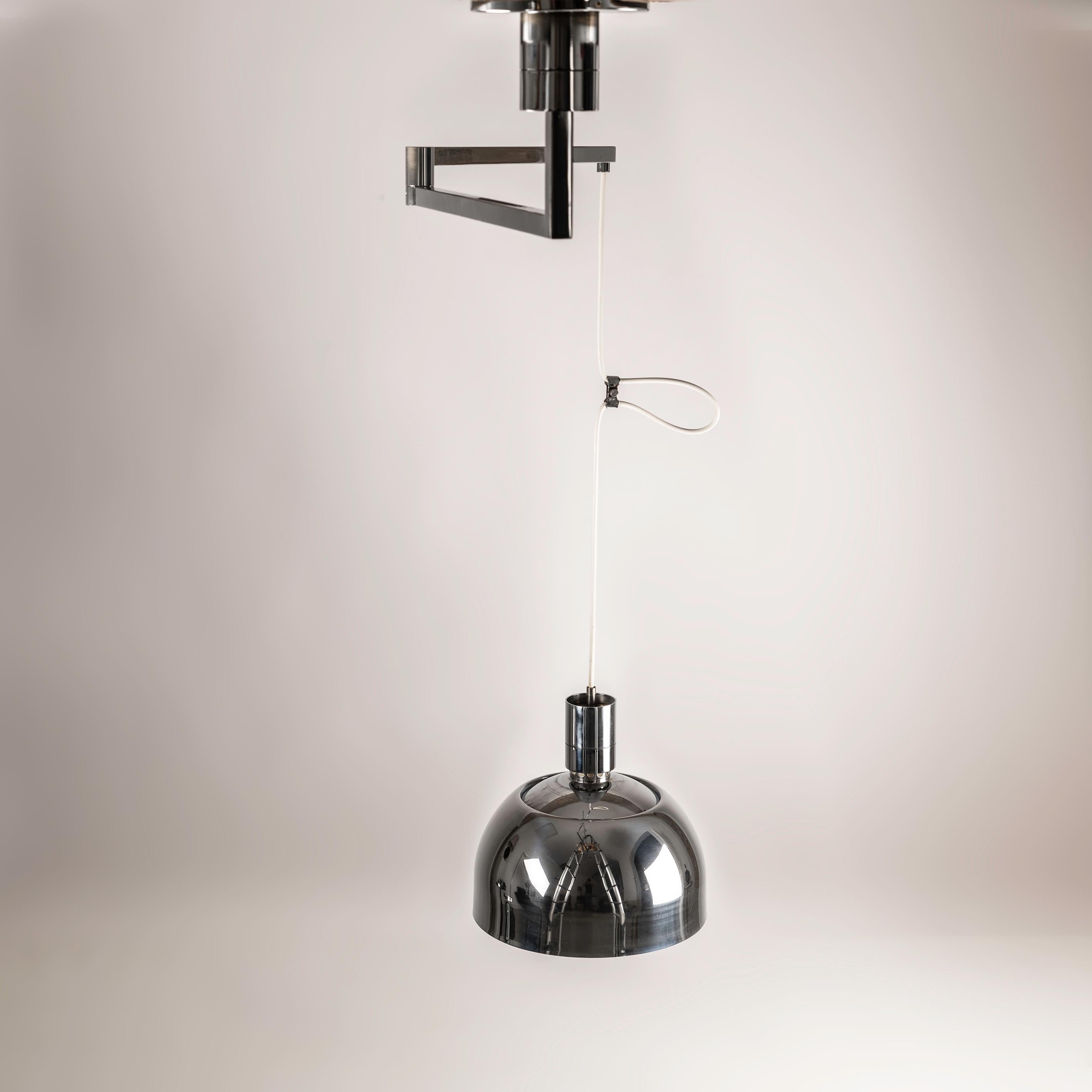 AM/AS Ceiling Lamp with Chromed Swing Arm by Franco Albini for Sirrah, 1960s For Sale 2