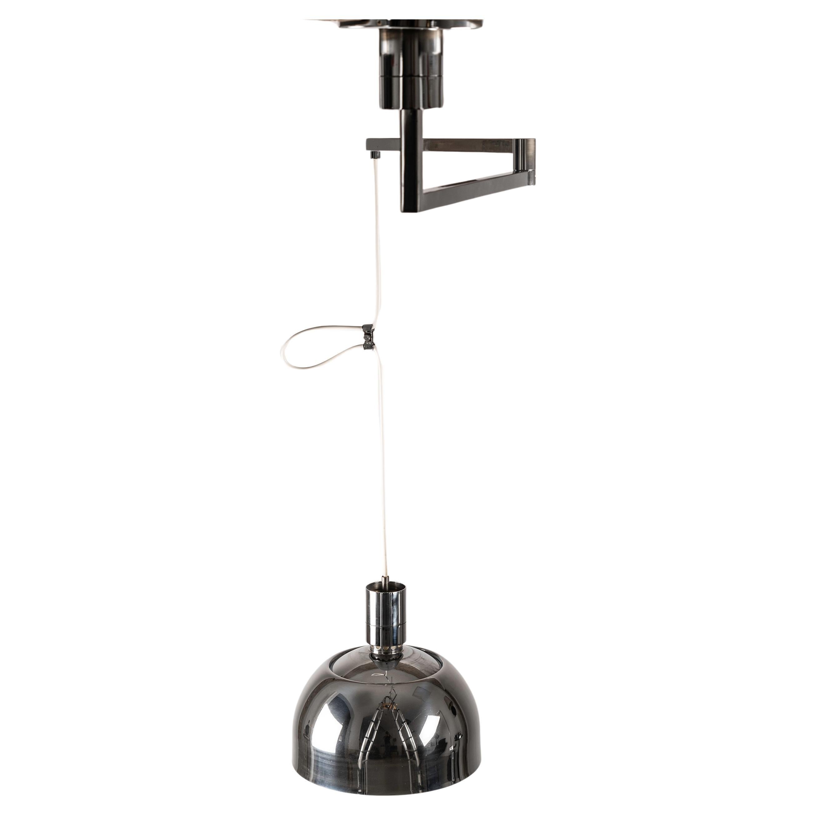 AM/AS Ceiling Lamp with Chromed Swing Arm by Franco Albini for Sirrah, 1960s For Sale
